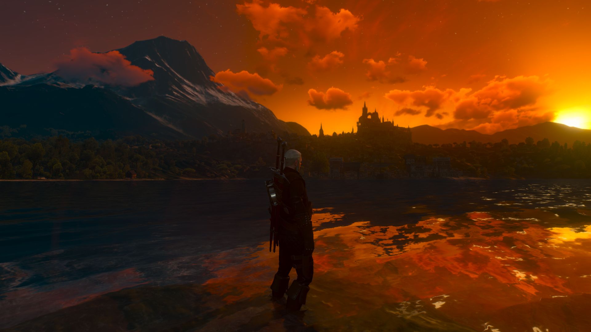Laden Sie das Sonnenuntergang, Computerspiele, Der Hexer, Geralt Von Riva, The Witcher 3: Wild Hunt-Bild kostenlos auf Ihren PC-Desktop herunter
