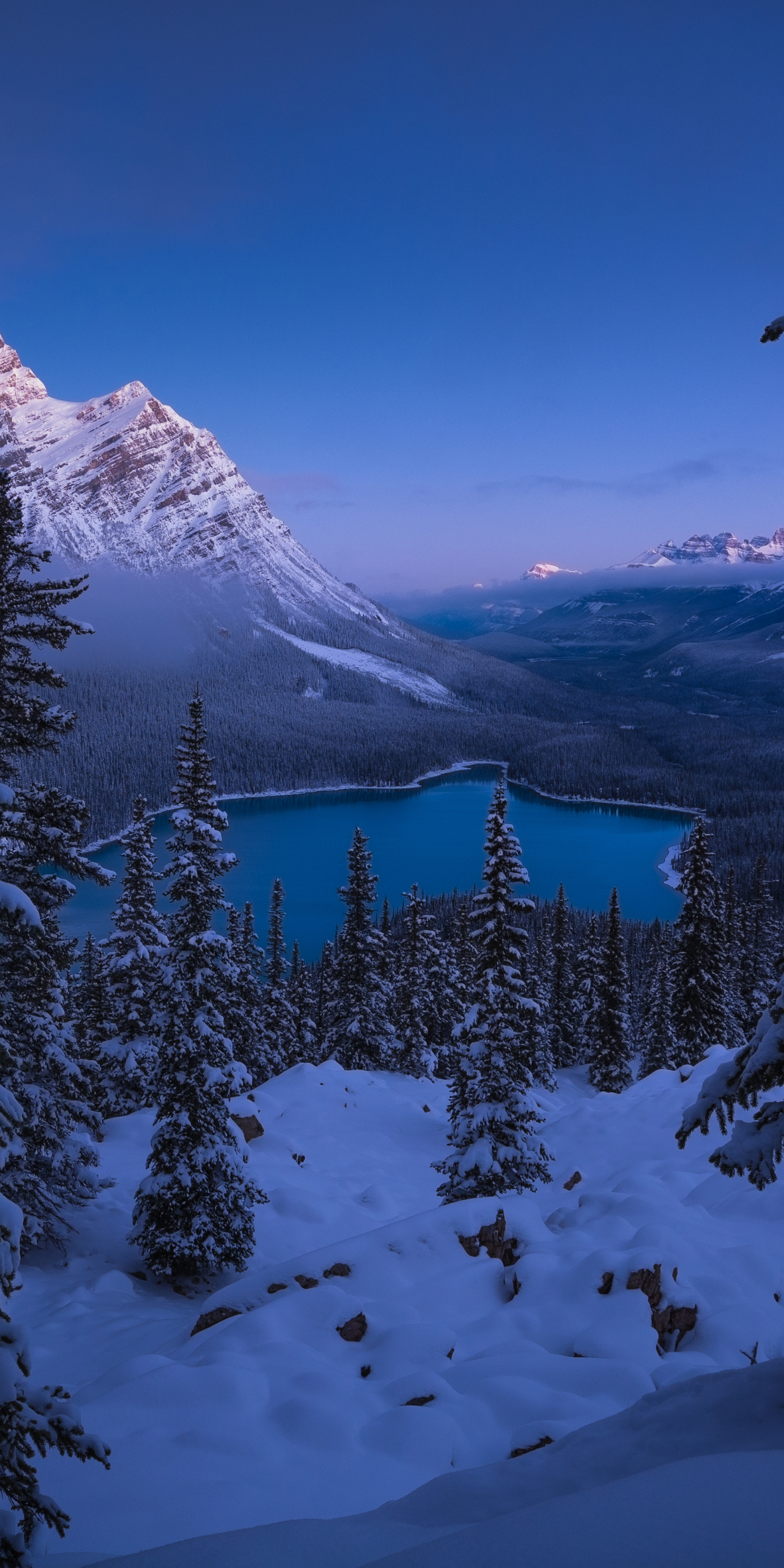 Baixar papel de parede para celular de Paisagem, Inverno, Neve, Montanha, Lago, Terra/natureza, Parque Nacional De Banff gratuito.