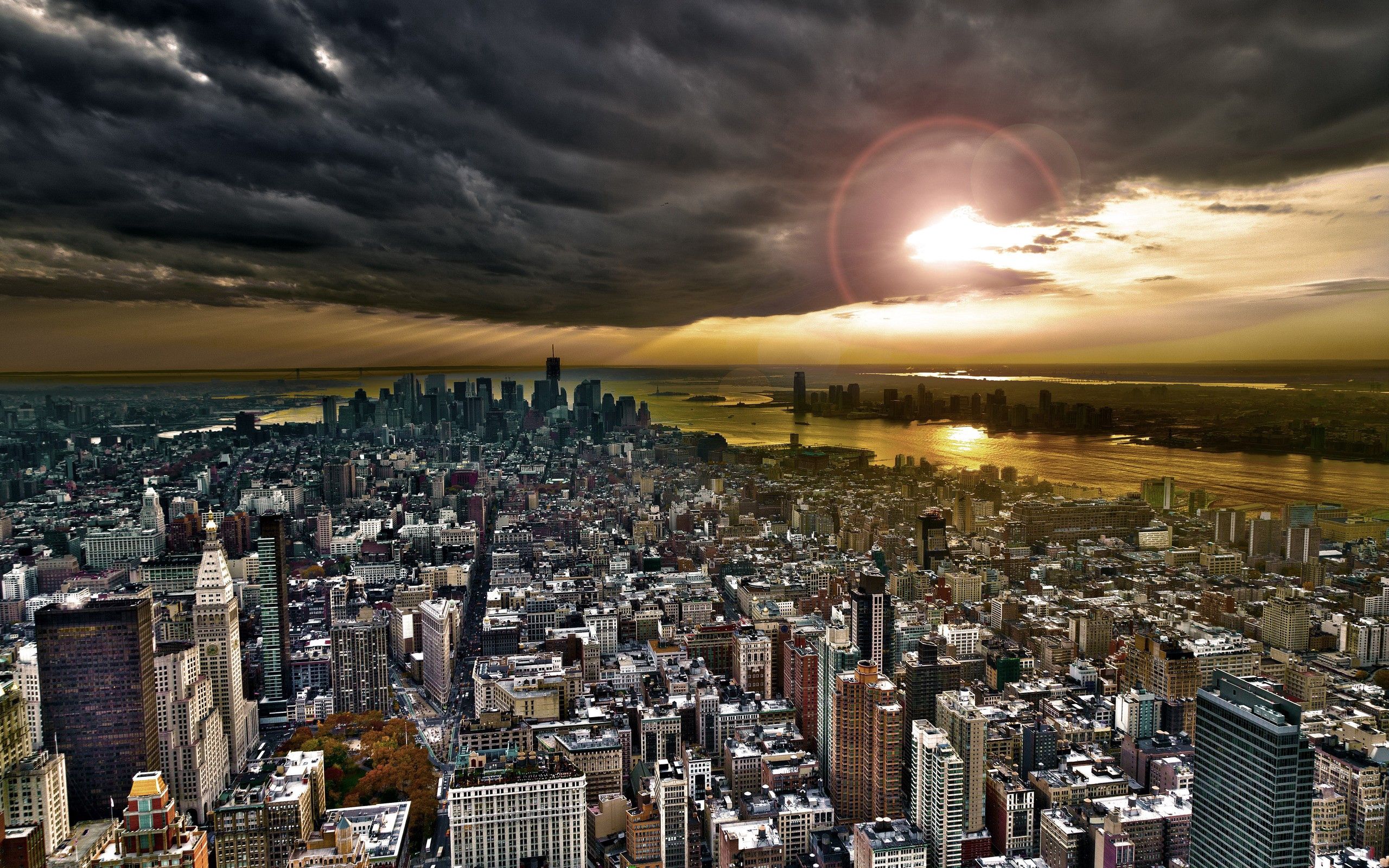Descarga gratis la imagen Ciudades, Cielo, Vista Desde Arriba, Mañana, Rascacielos, Nueva York en el escritorio de tu PC