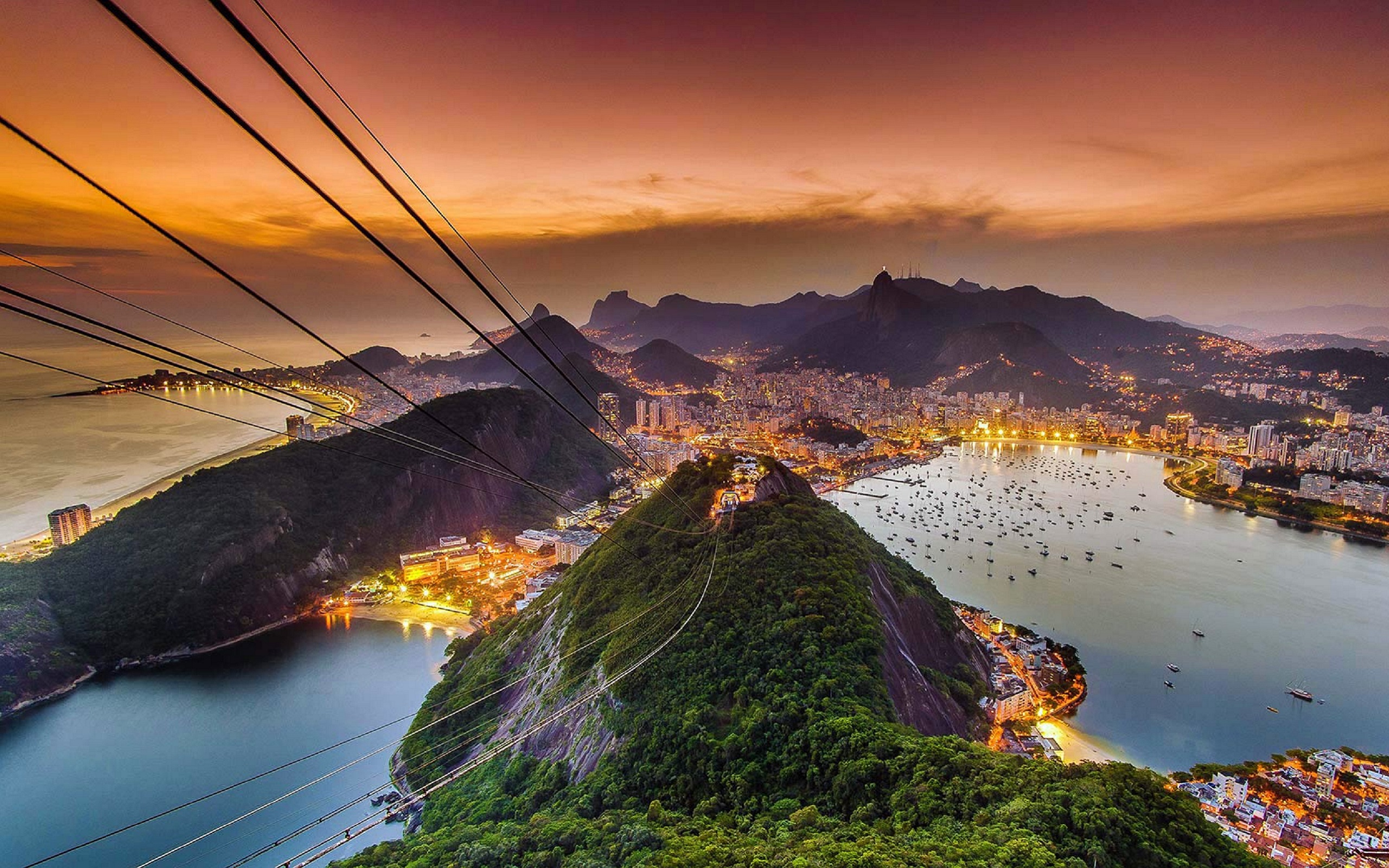Laden Sie das Stadt, Licht, Rio De Janeiro, Nacht, Antenne, Menschengemacht-Bild kostenlos auf Ihren PC-Desktop herunter