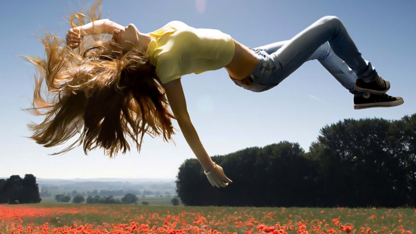 Download mobile wallpaper Flower, Beautiful, Women, Flying for free.