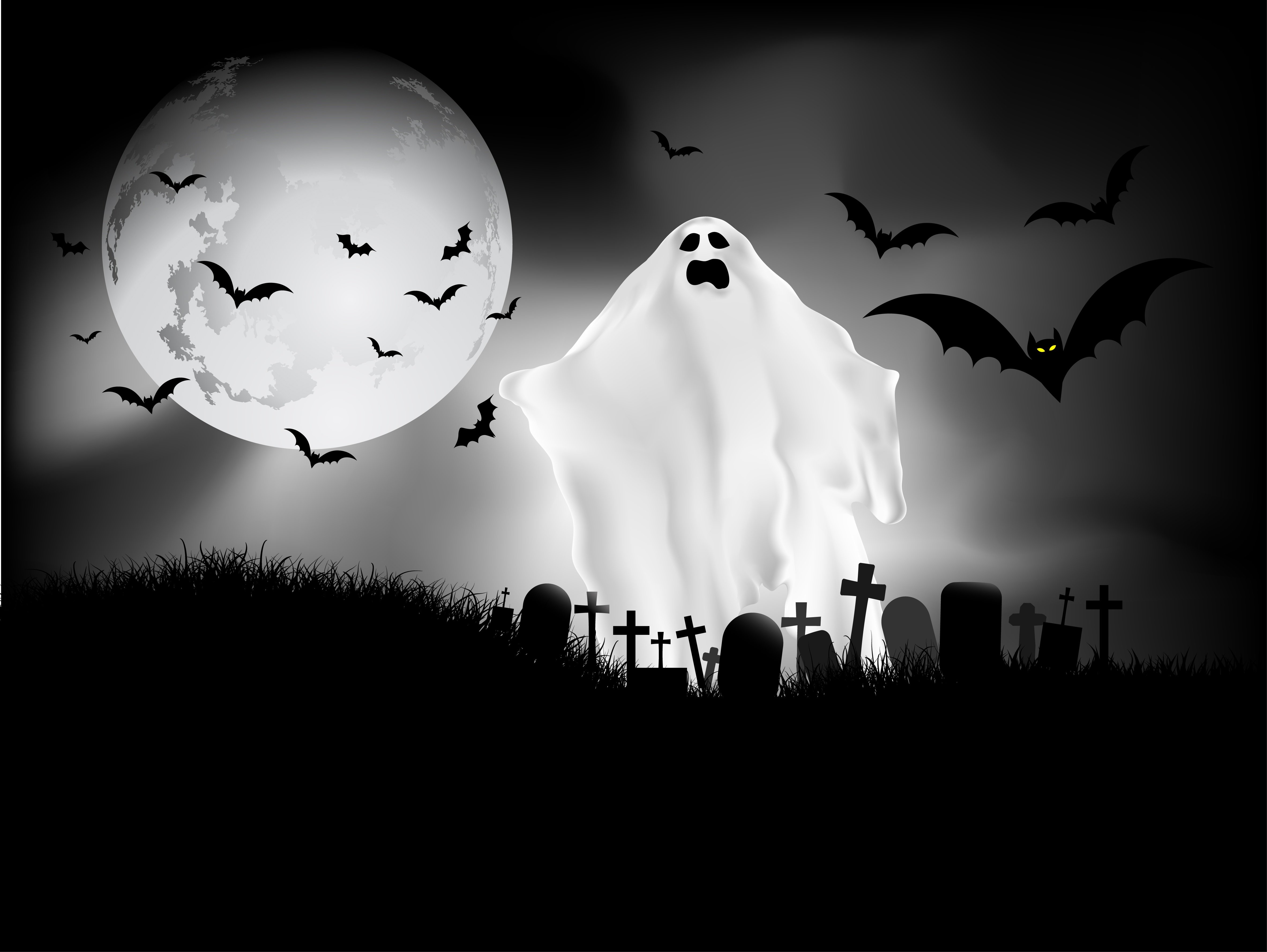 Download mobile wallpaper Moon, Dark, Ghost, Cemetery for free.