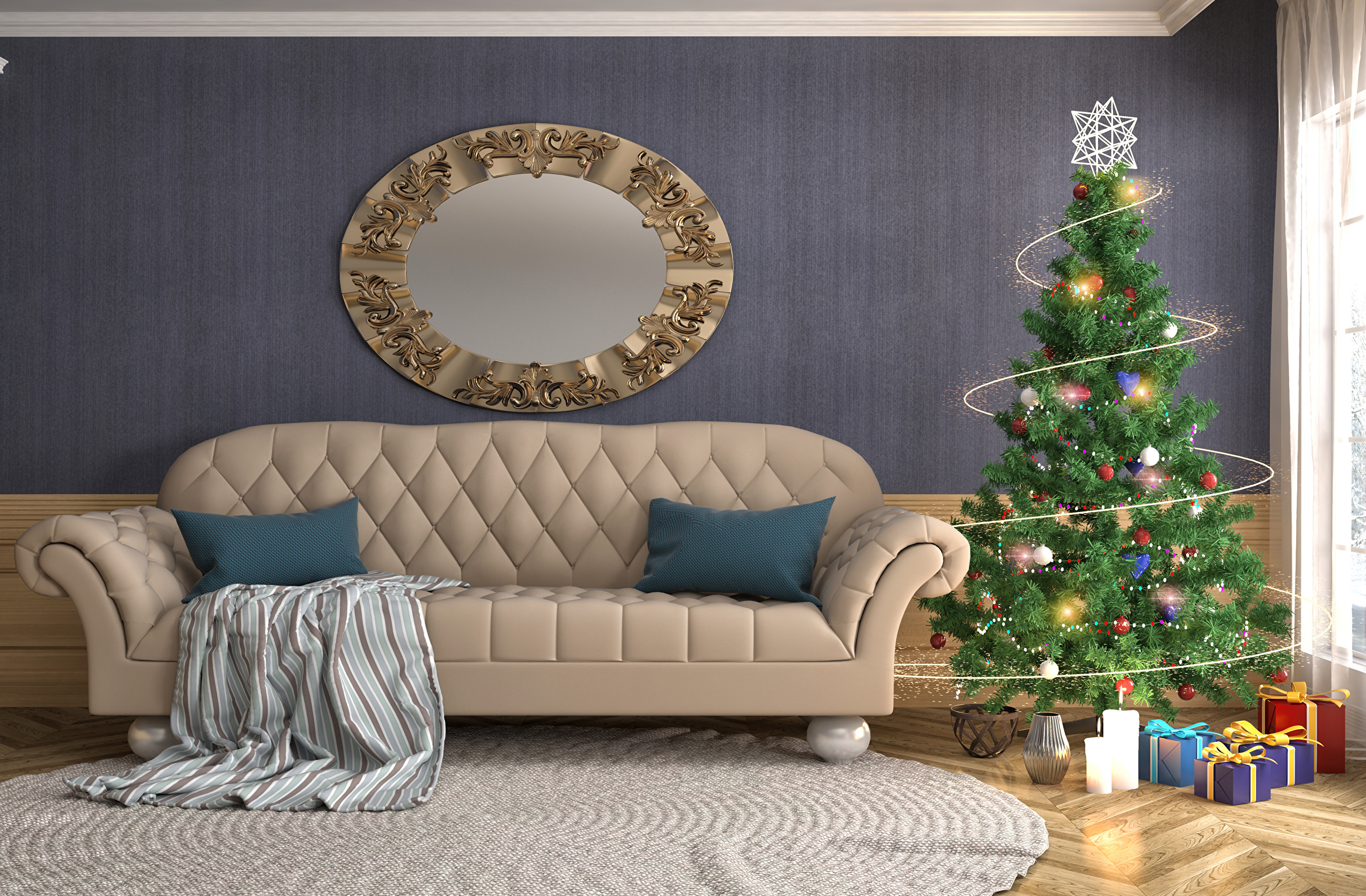 Download mobile wallpaper Christmas, Holiday, Christmas Tree, Furniture, Decoration for free.