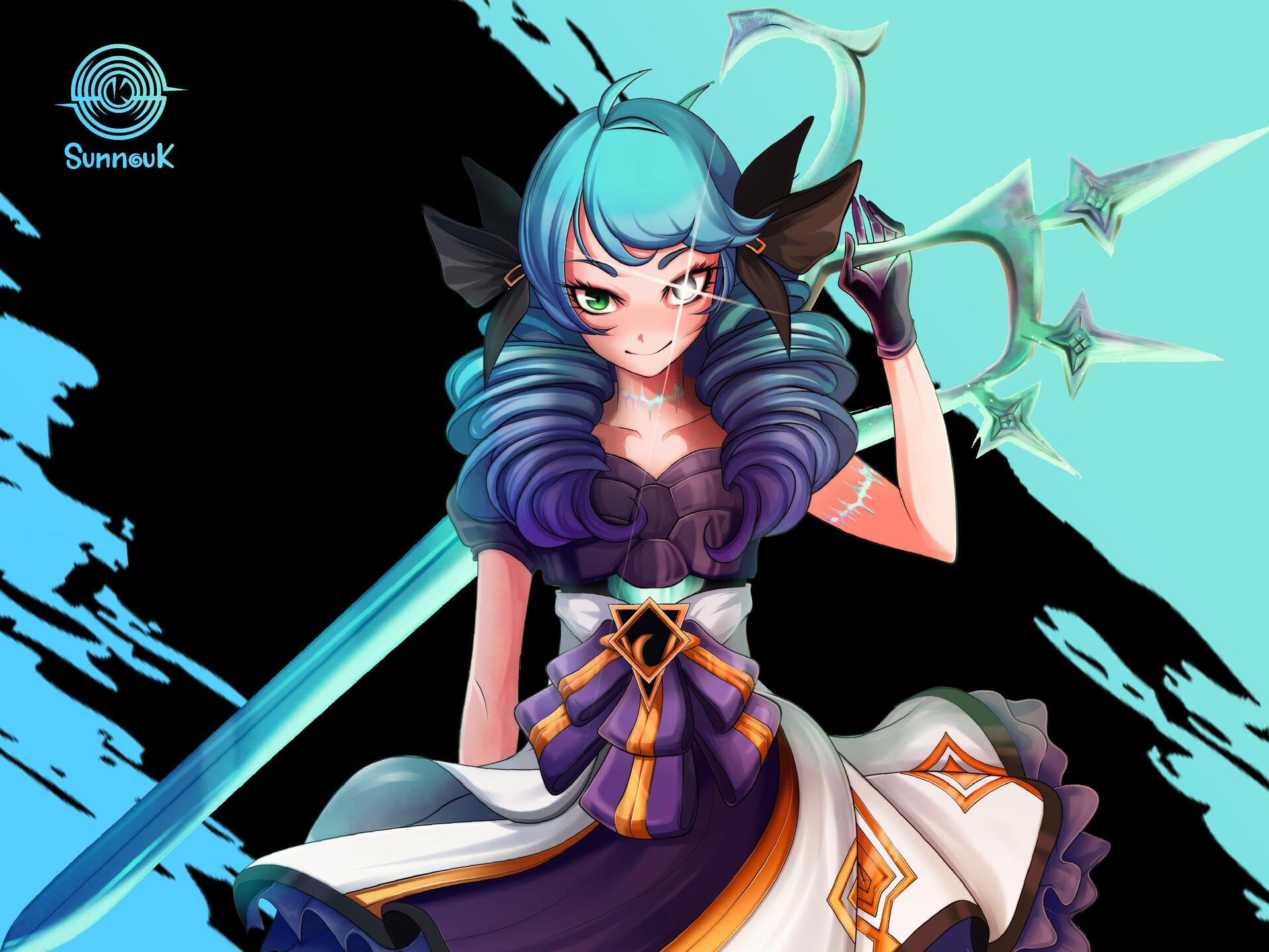 Download mobile wallpaper League Of Legends, Blue Hair, Video Game, Gwen (League Of Legends) for free.