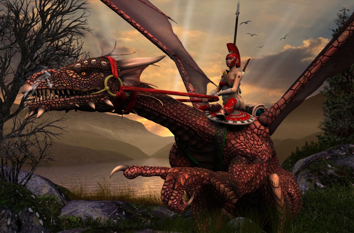 Free download wallpaper Fantasy, Dragon, Warrior on your PC desktop