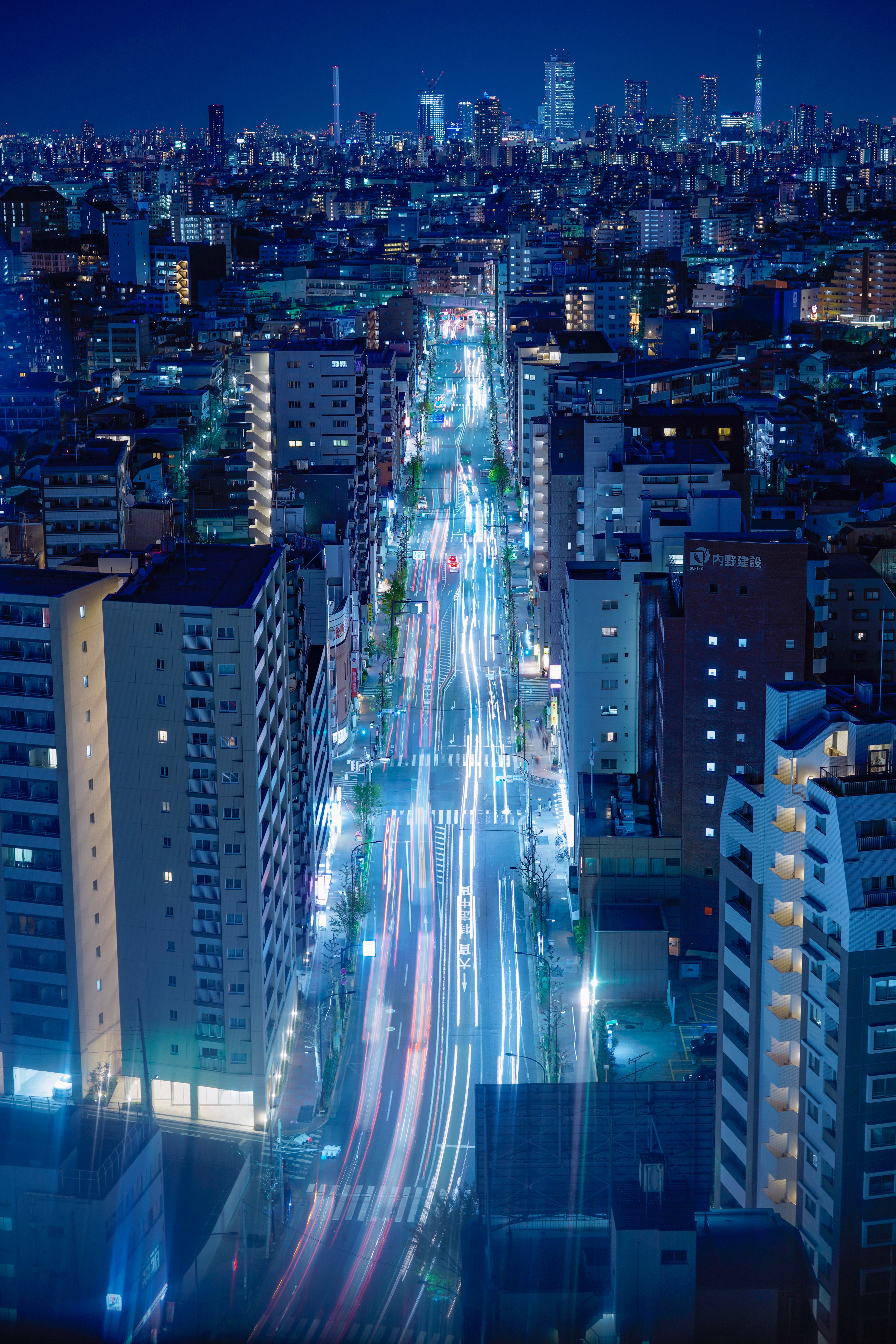 tokyo, movement, cities, night, city, lights, traffic, megapolis, megalopolis, street
