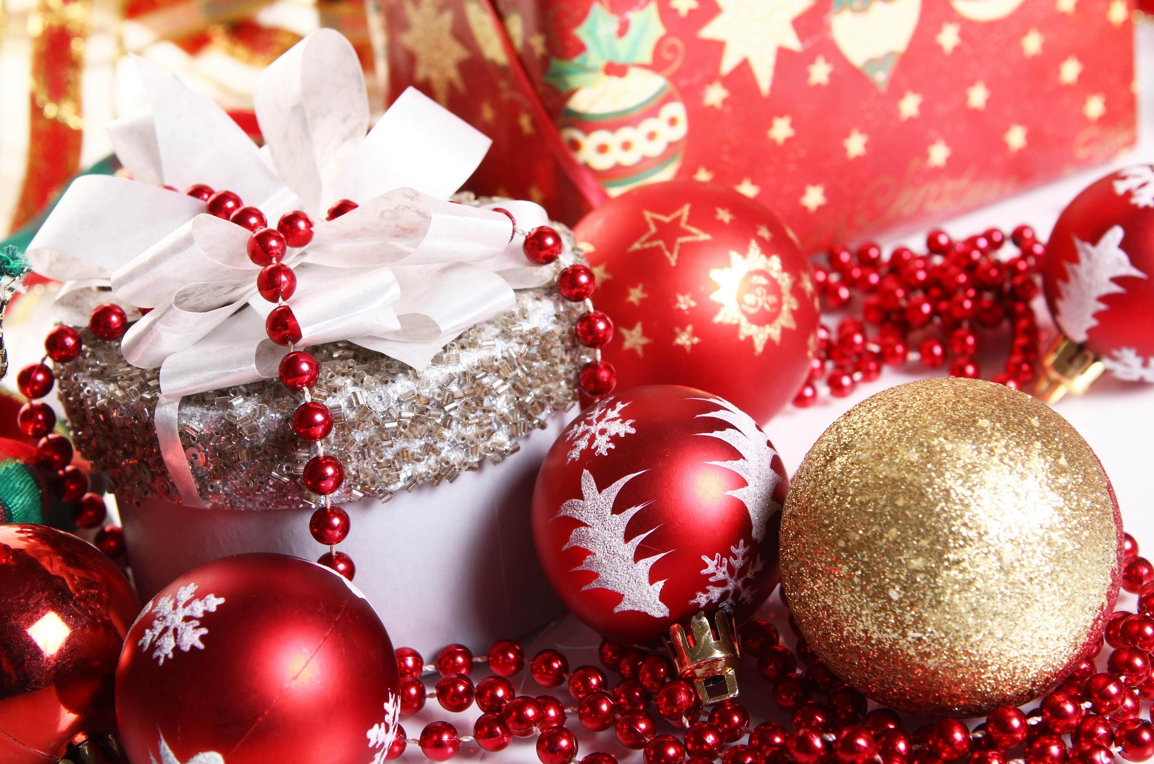 holiday, christmas, ball, christmas ornaments, decoration, red, ribbon