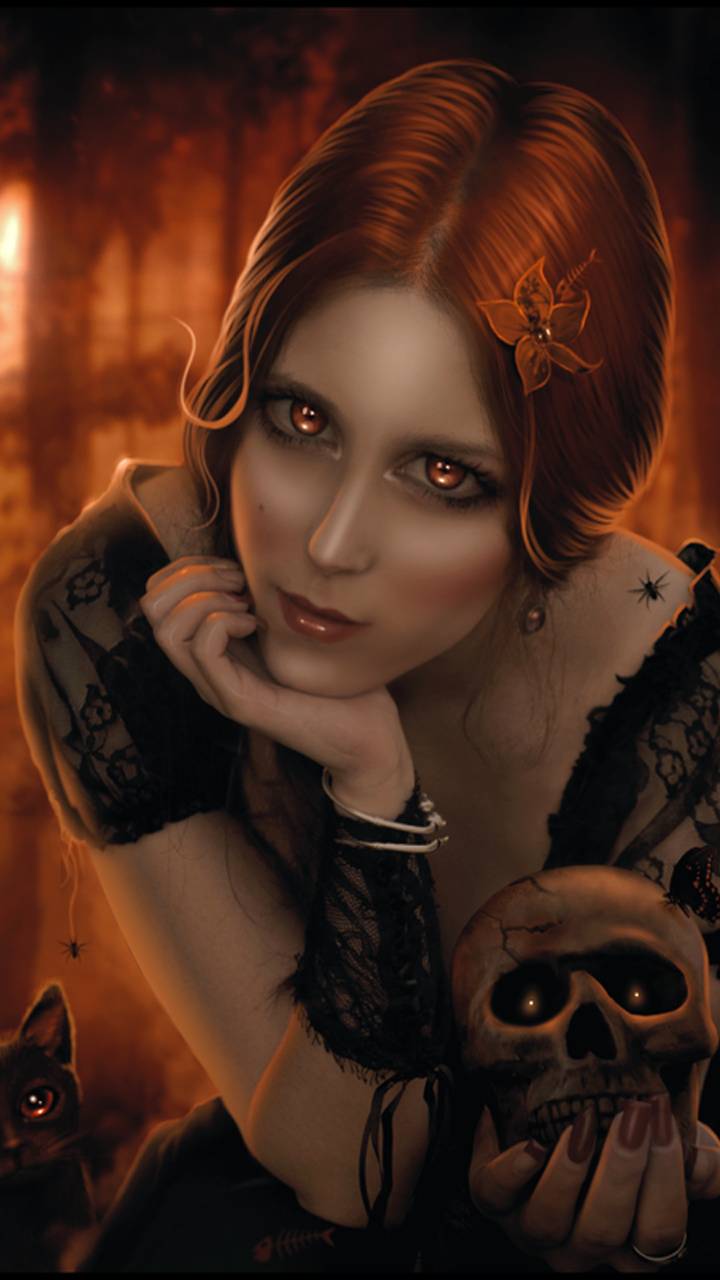 Download mobile wallpaper Fantasy, Eye, Witch for free.