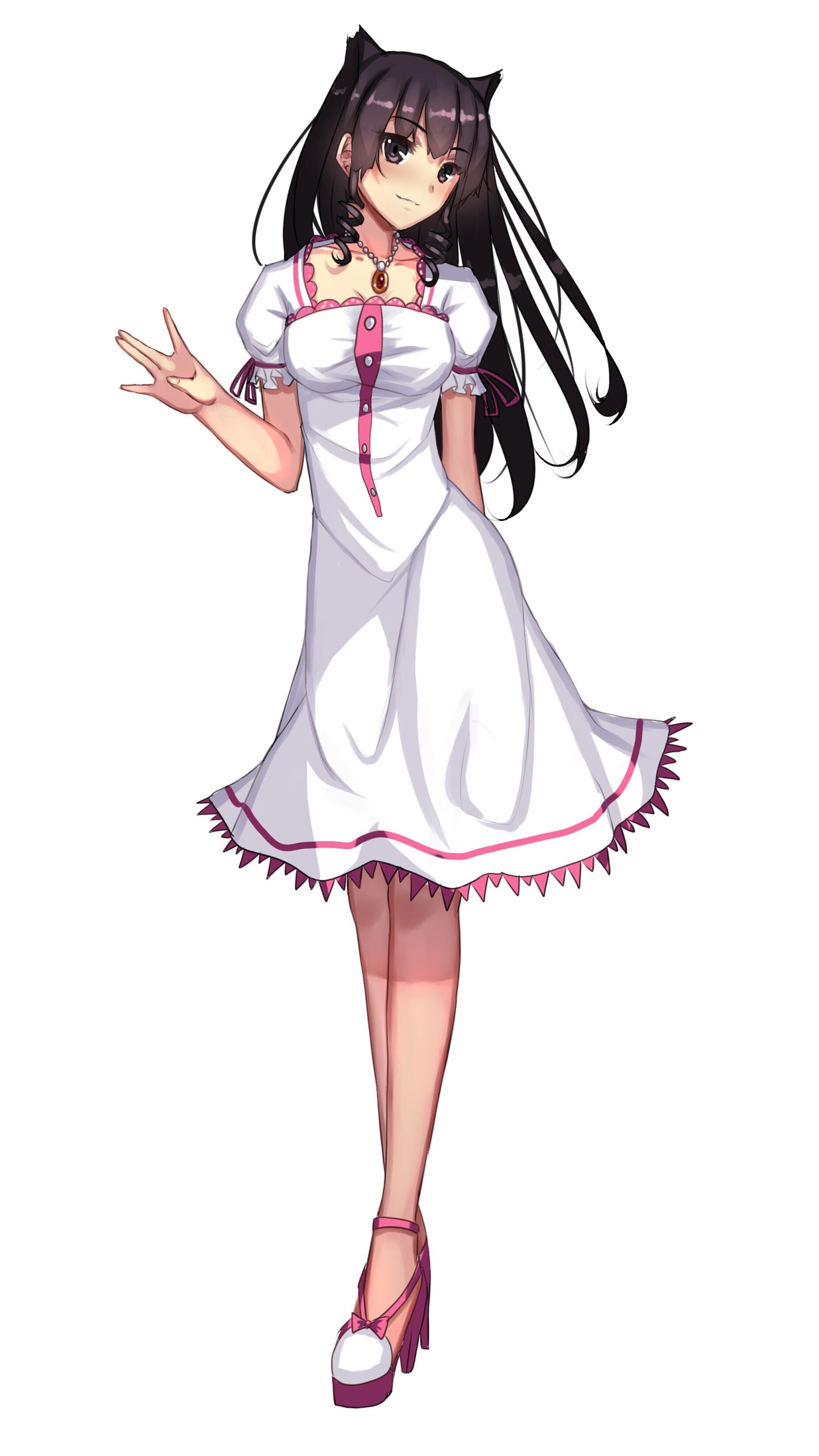 Download mobile wallpaper Anime, Original, Black Hair, Long Hair, White Dress, Black Eyes for free.