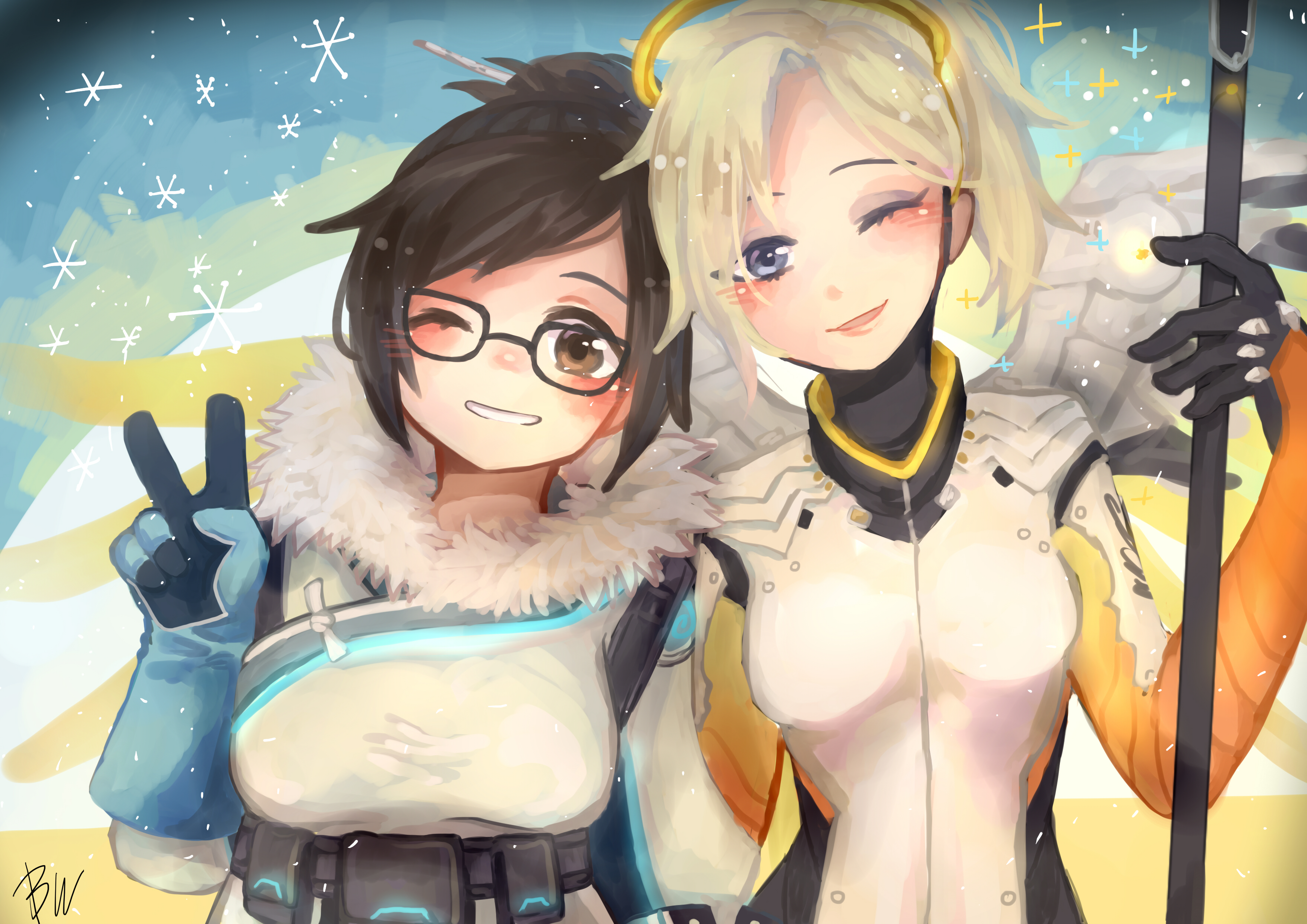 Download mobile wallpaper Overwatch, Video Game, Mercy (Overwatch), Mei (Overwatch) for free.