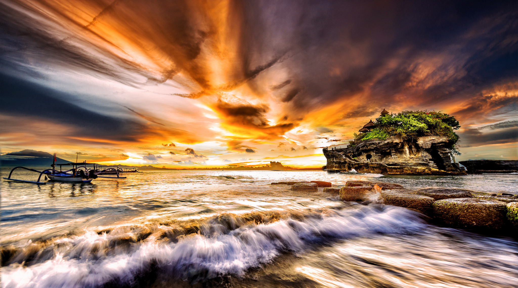 Laden Sie das Natur, Ozean, Schaum, Insel, Wolke, Kanu, Fotografie, Himmel, Sonnenuntergang-Bild kostenlos auf Ihren PC-Desktop herunter