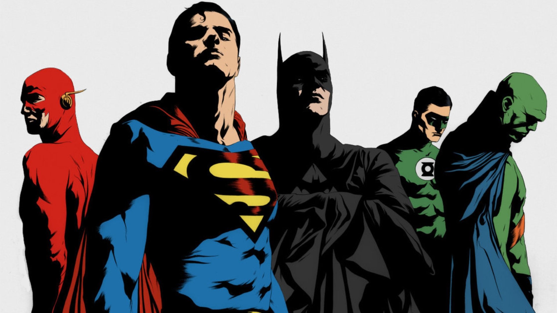 299996 скачать обои комиксы, лига справедливости америки, бэтмен, флеш, зелёный фонарь, хэл джордан, марсианский охотник, супермен, лига справедливости - заставки и картинки бесплатно