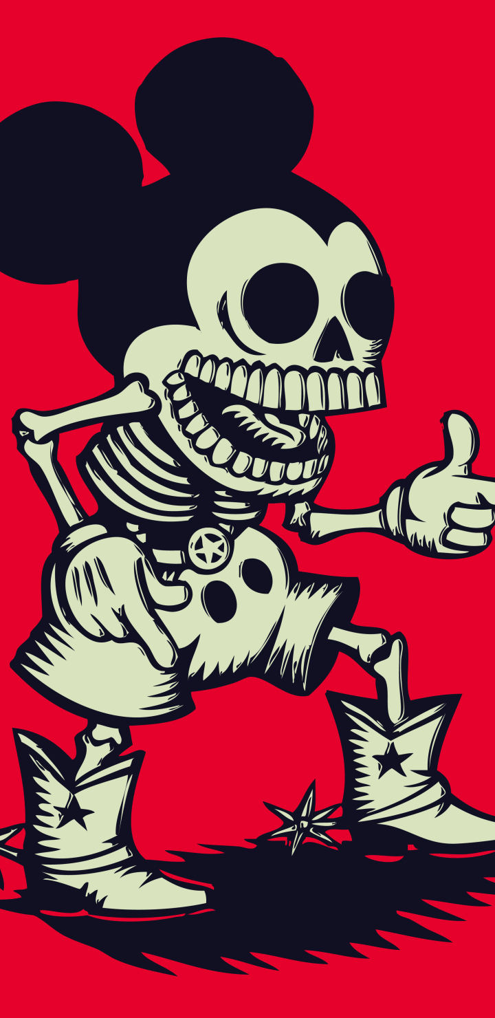 Download mobile wallpaper Cartoon, Dark, Minimalist, Mickey Mouse for free.
