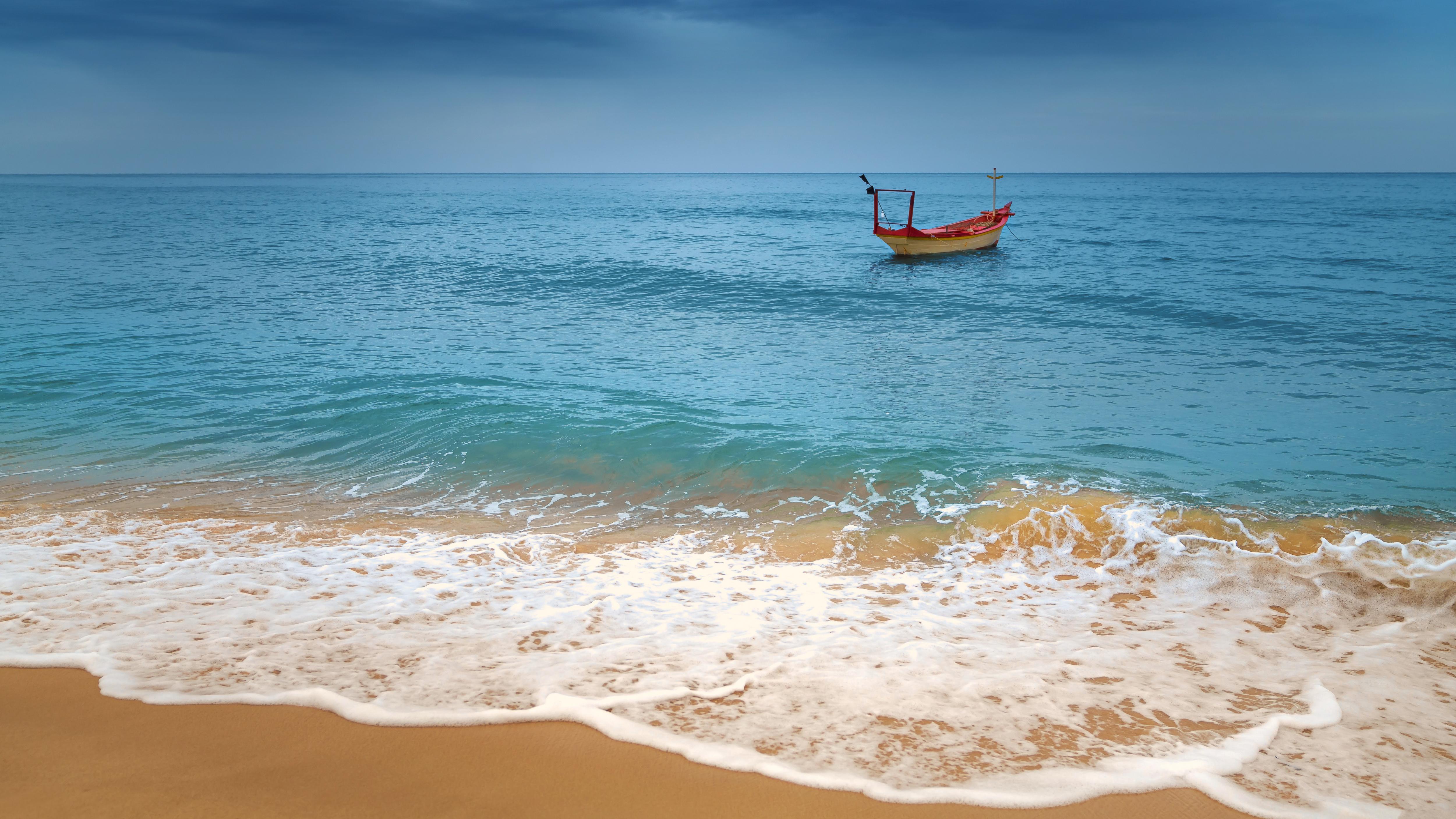 PCデスクトップに海, ボート, 地平線, 海洋, 青い, カヌー, 乗り物画像を無料でダウンロード