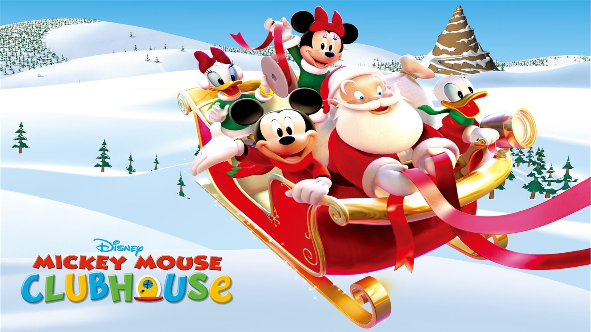 Download mobile wallpaper Christmas, Sleigh, Santa, Tv Show, Disney, Mickey Mouse, Donald Duck, Minnie Mouse, Daisy Duck, Mickey Mouse Clubhouse for free.