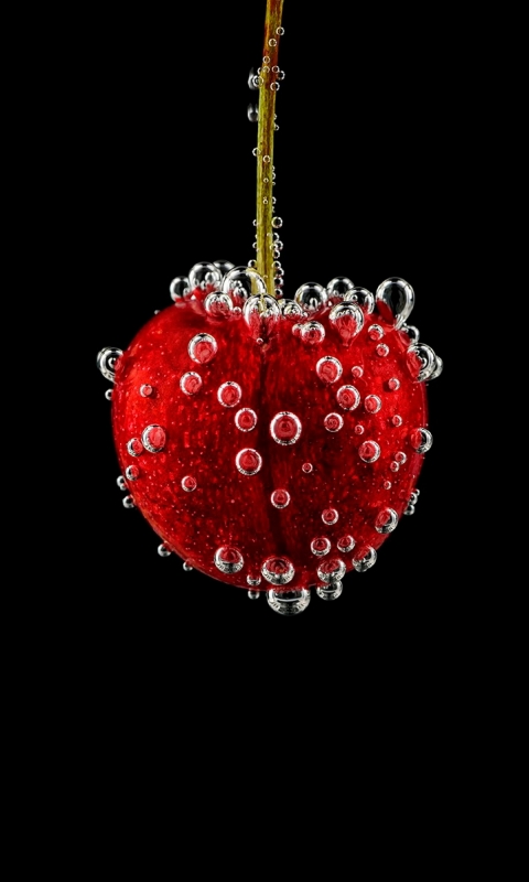Download mobile wallpaper Fruits, Food, Cherry, Berry, Fruit, Bubble for free.