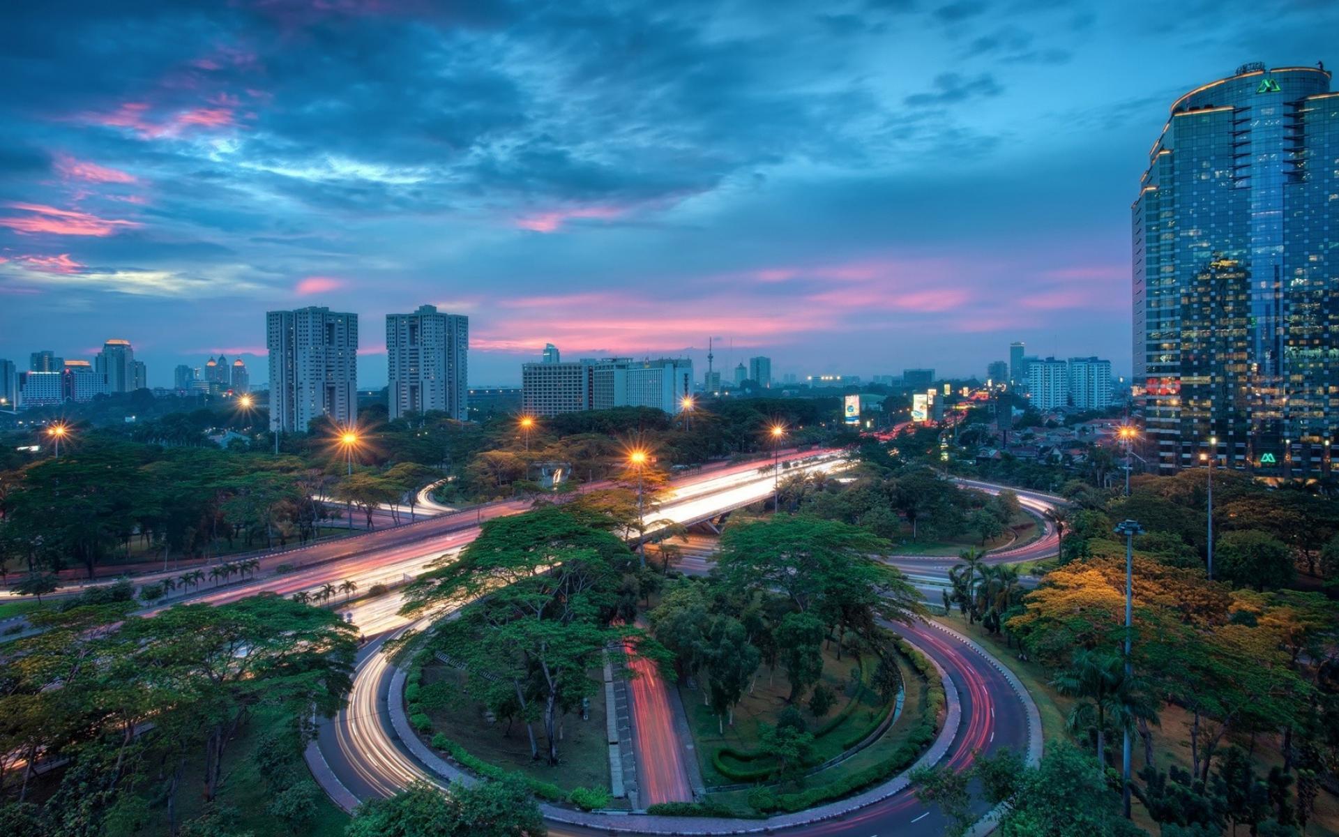 1502153 descargar fondo de pantalla hecho por el hombre, jacarta, ciudad, paisaje urbano, indonesia, puesta de sol: protectores de pantalla e imágenes gratis
