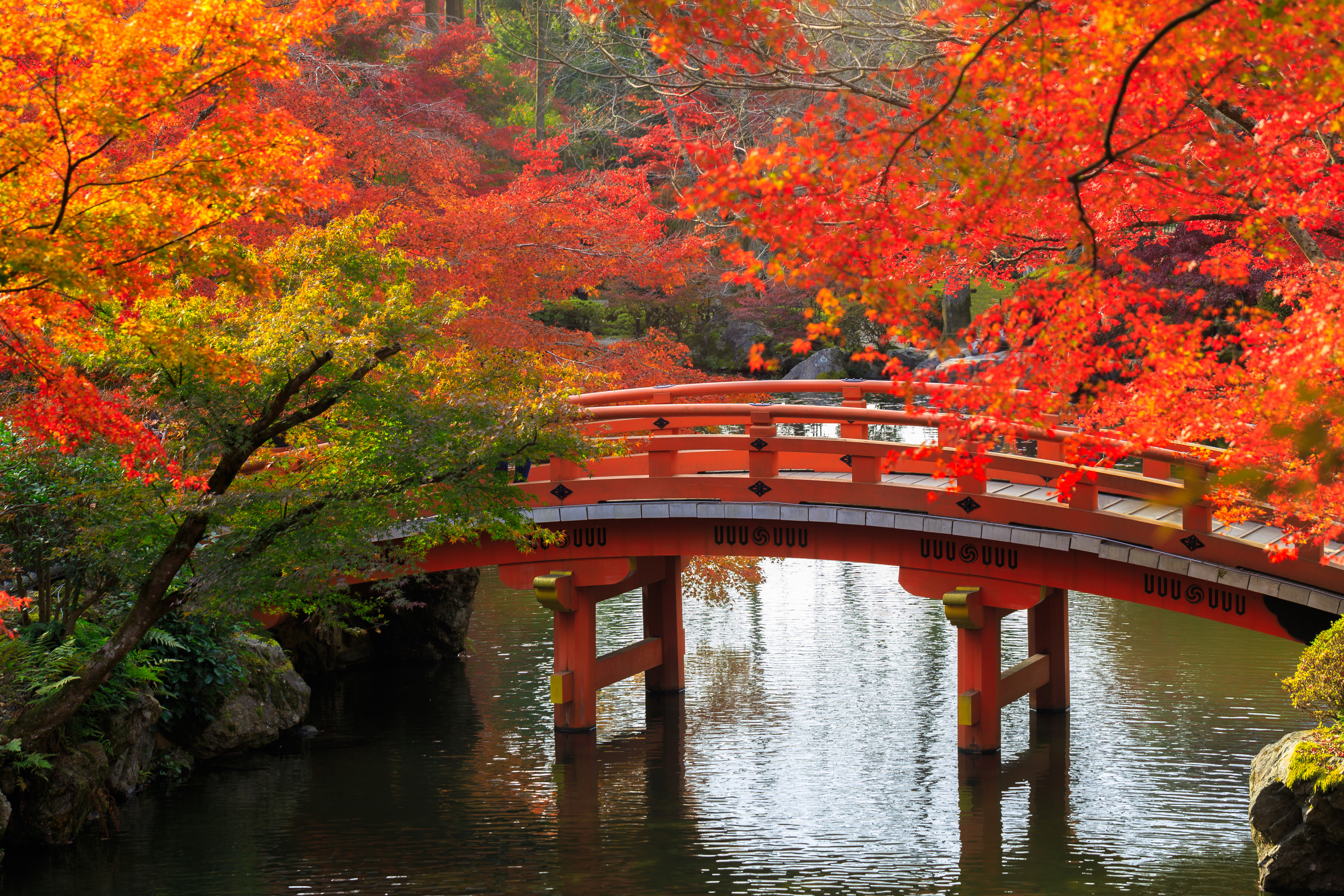 man made, japanese garden, bridge, fall