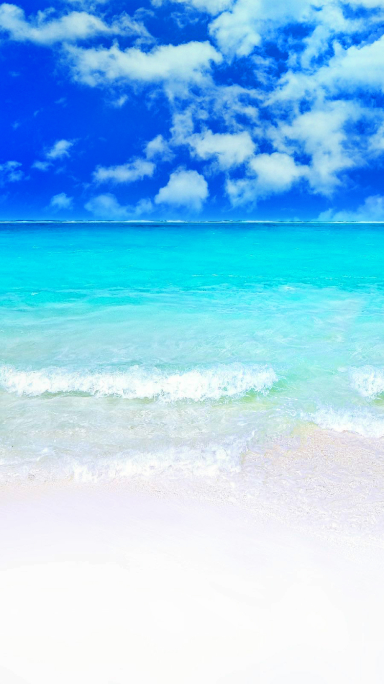 Download mobile wallpaper Sea, Beach, Horizon, Earth, Wave, Sunny, Scenic for free.