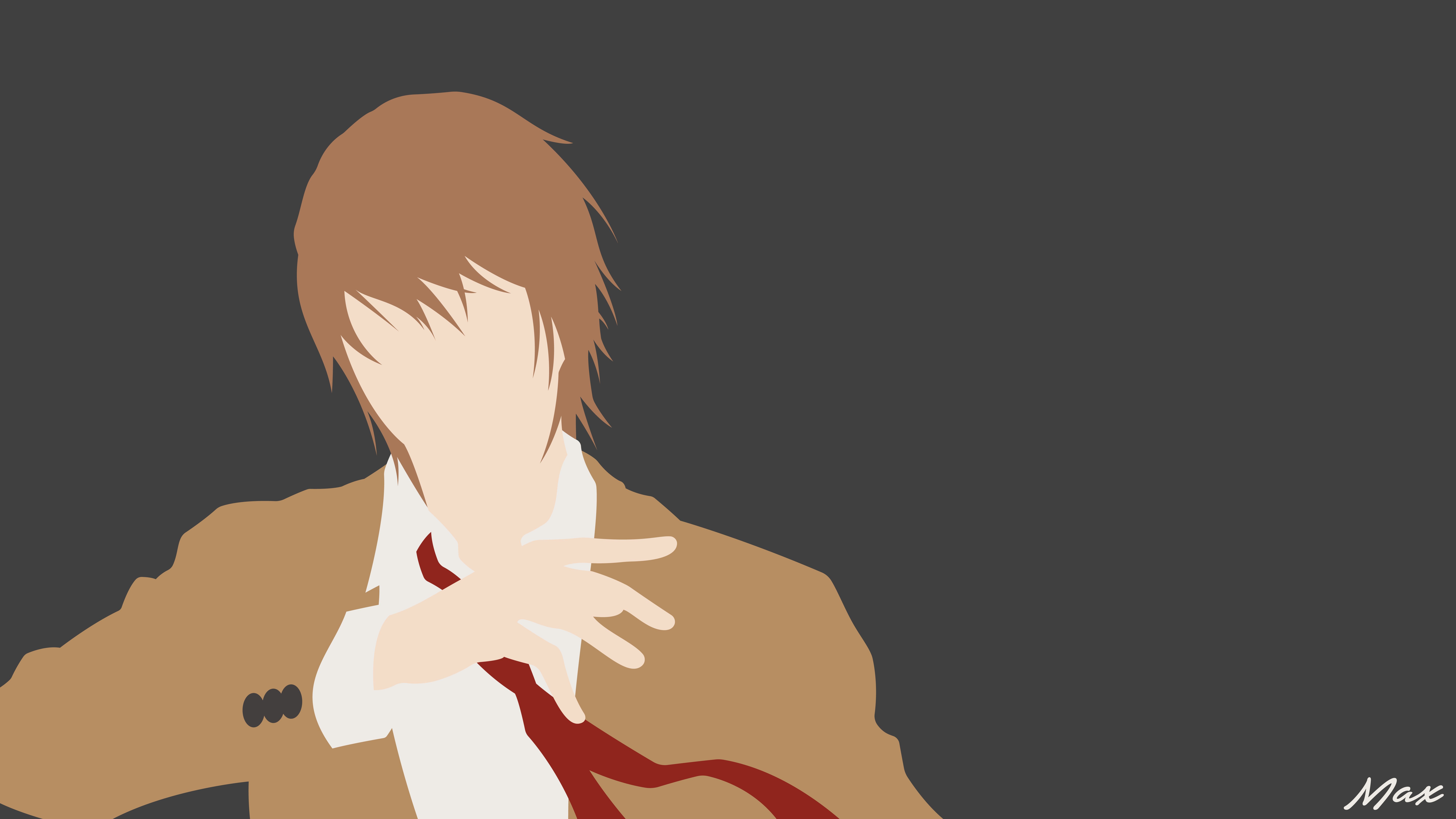 Download mobile wallpaper Anime, Death Note, Tie, School Uniform, Brown Hair, Minimalist, Light Yagami for free.
