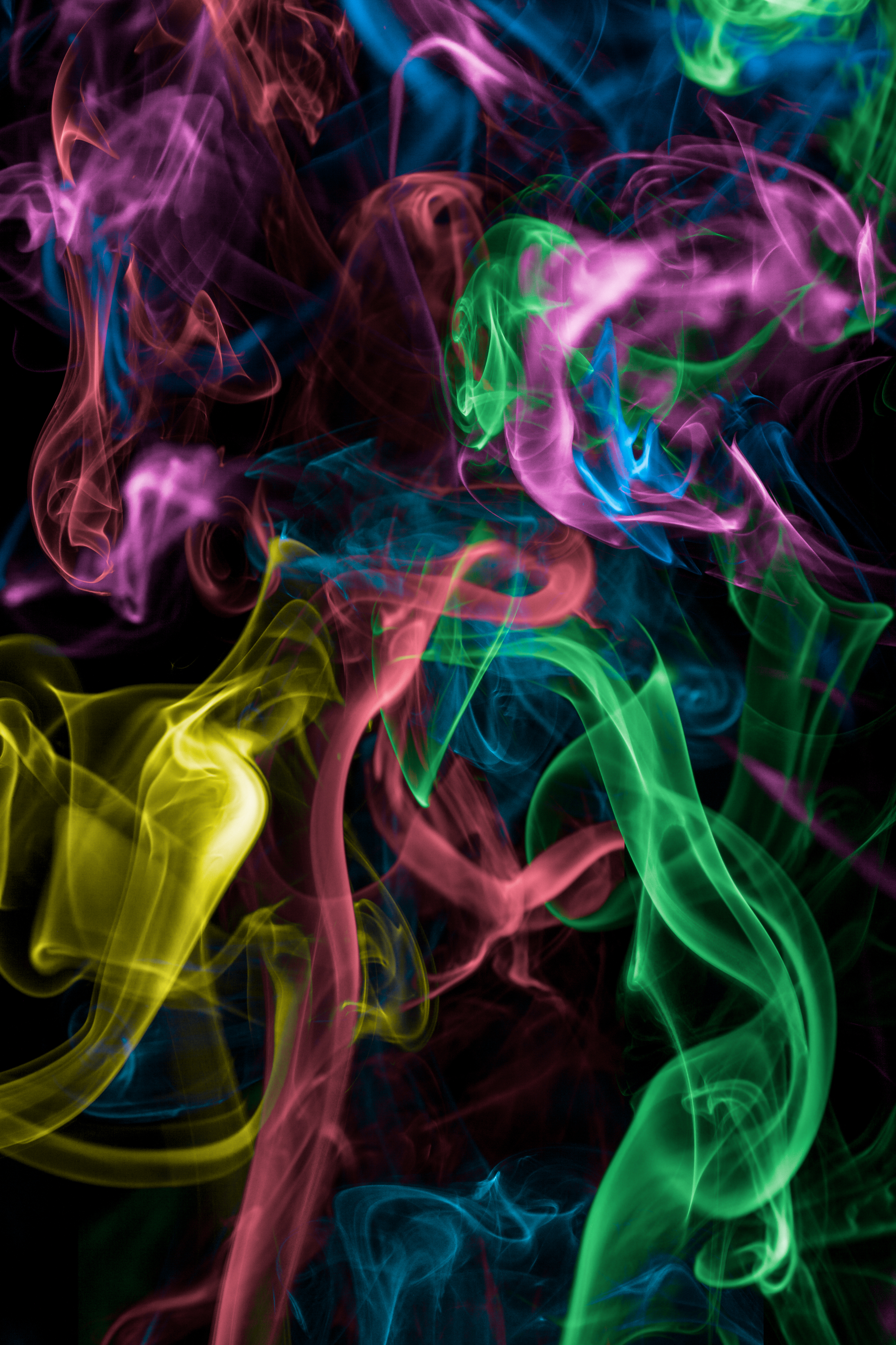 52969 скачать обои цветной дым, абстракция, темный, дым, разноцветный - заставки и картинки бесплатно
