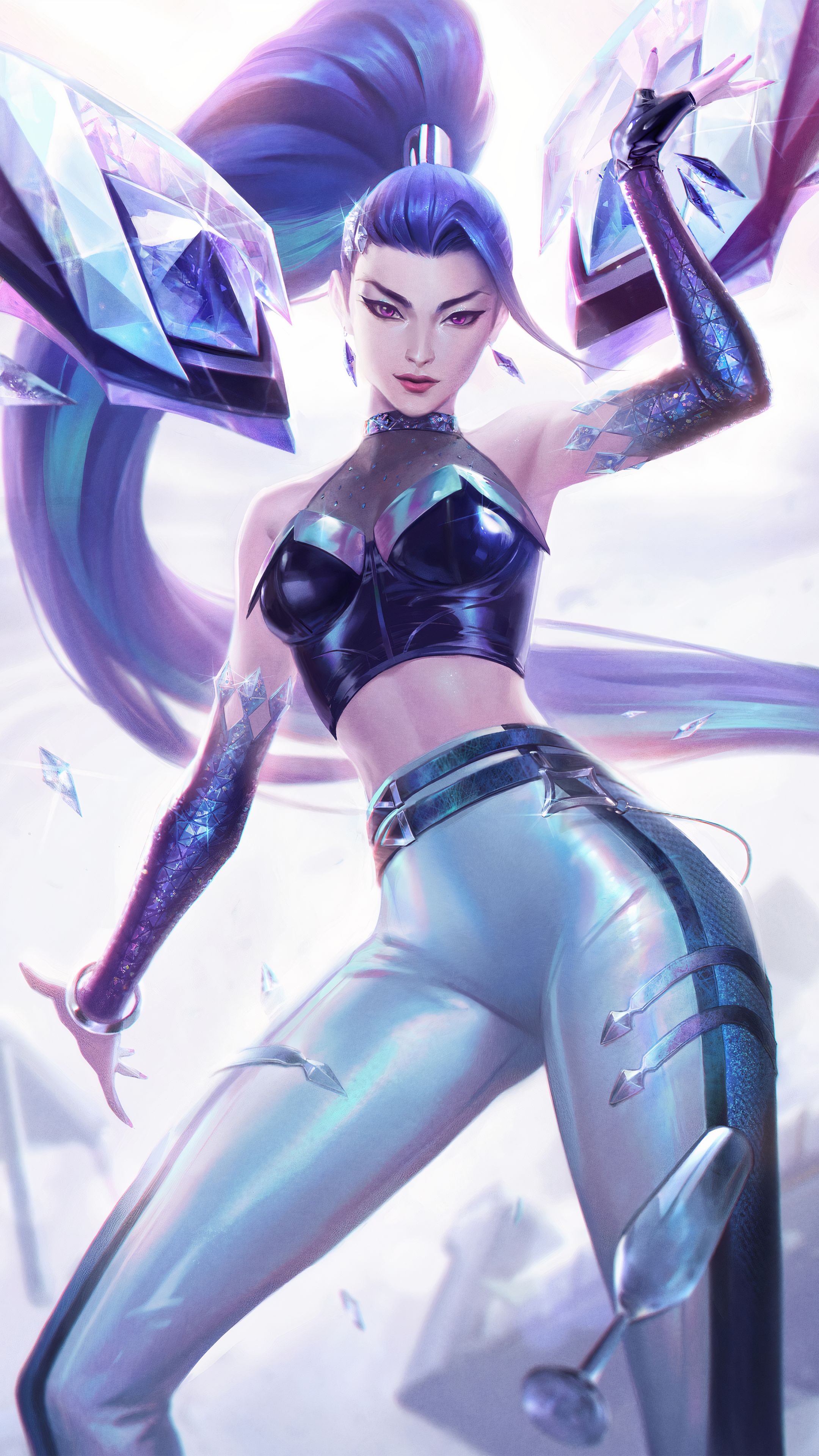 Handy-Wallpaper League Of Legends, Blaue Haare, Computerspiele, Lange Haare, K Pop, Lila Augen, Kai'sa (Liga Der Legenden), K/da, Kai'sa (League Of Legends) kostenlos herunterladen.