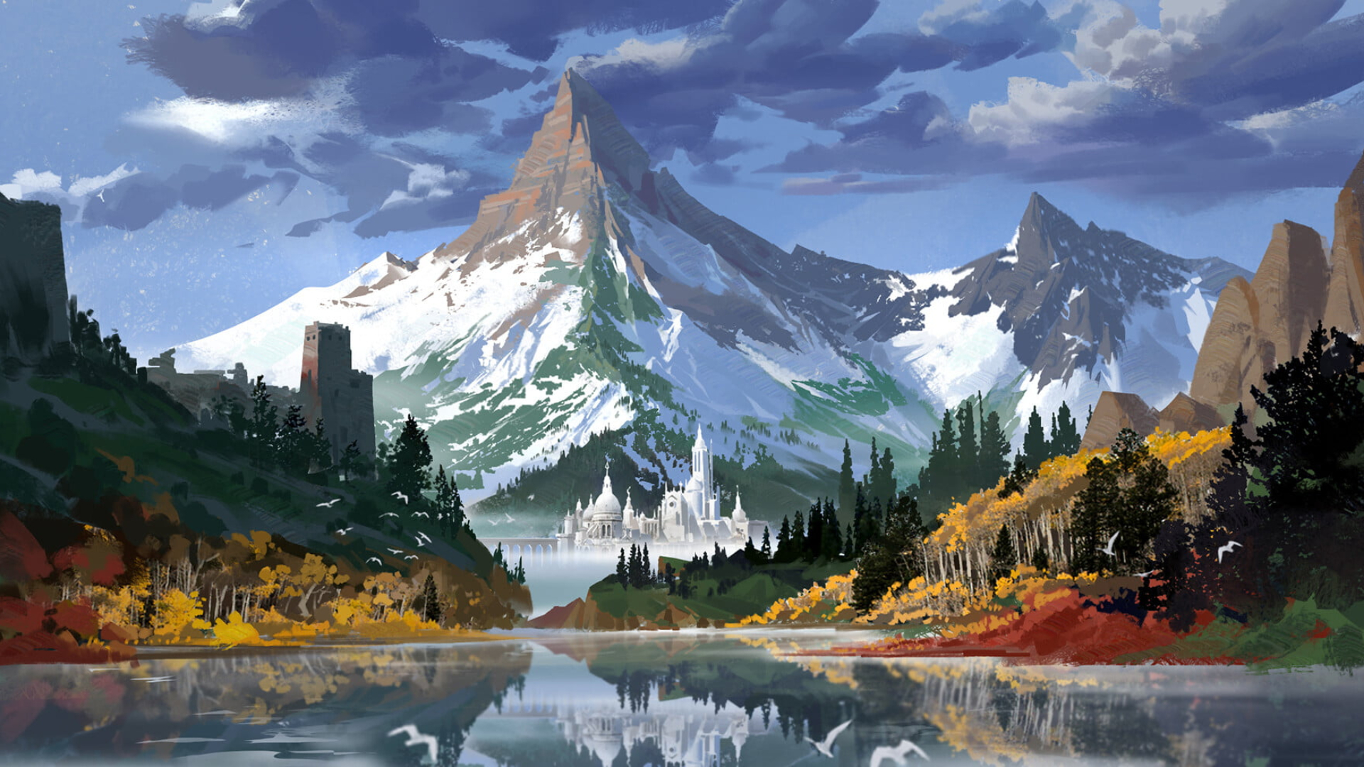 Baixe gratuitamente a imagem Montanha, Lago, Artistico na área de trabalho do seu PC