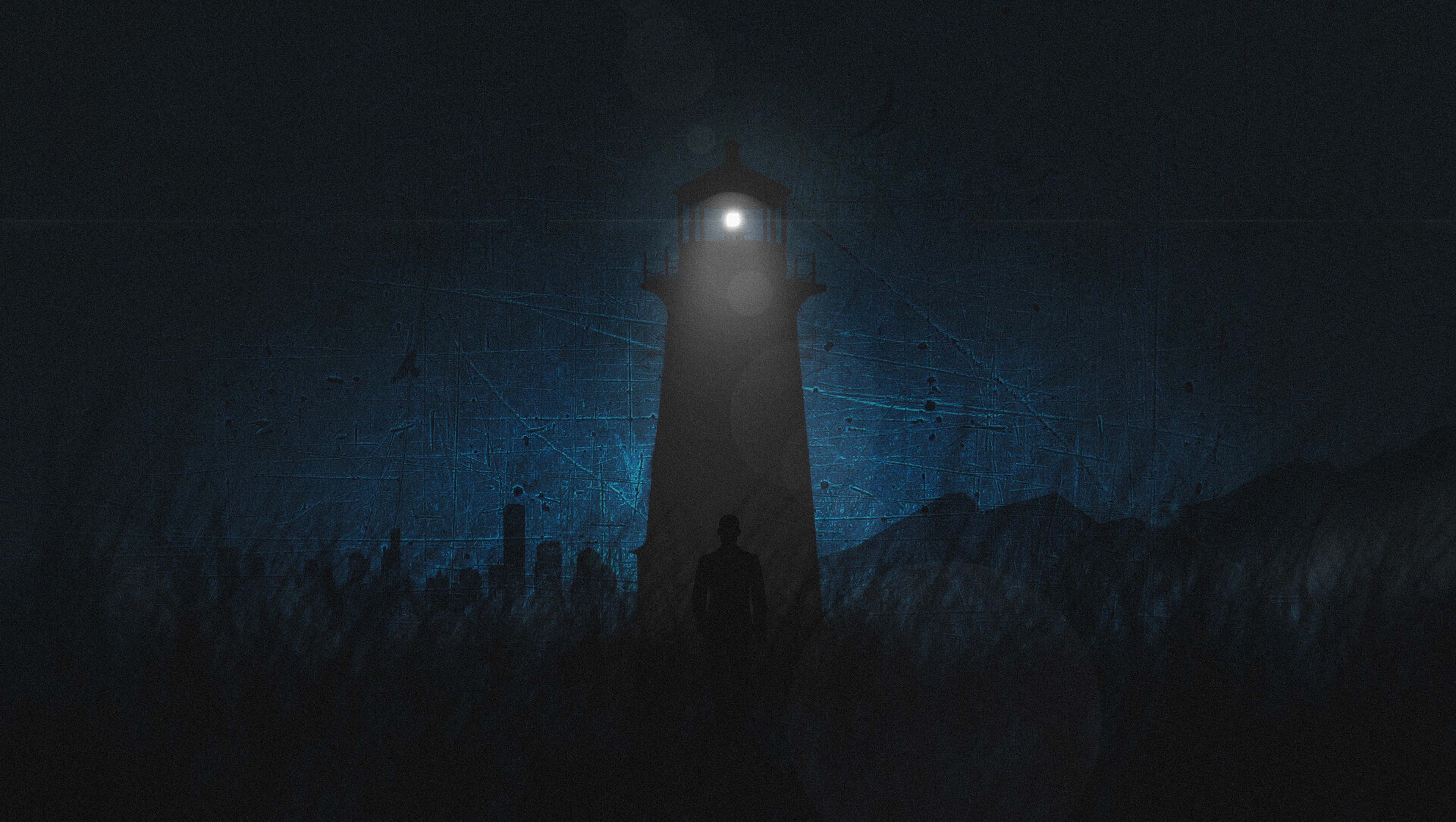 Free download wallpaper Lighthouse, Glare, Silhouette, Dark, Art on your PC desktop