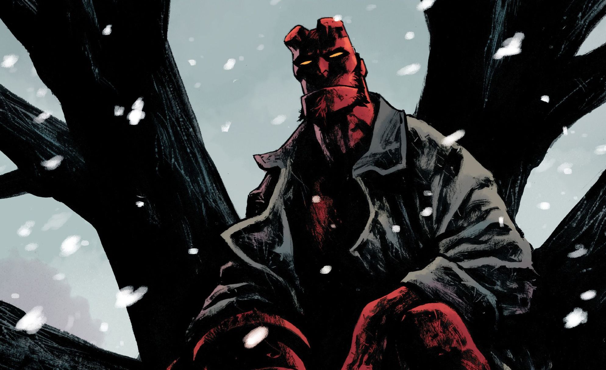 Download mobile wallpaper Winter, Snow, Comics, Hellboy for free.