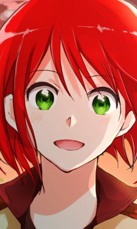 anime, snow white with the red hair, red hair, shirayuki (snow white with the red hair), blush, green eyes, short hair