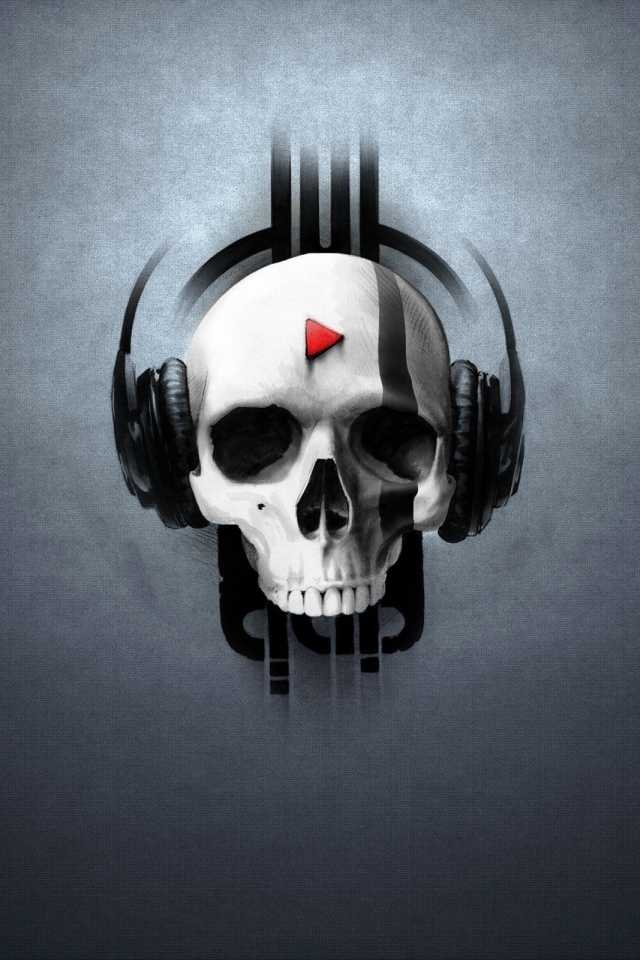 Download mobile wallpaper Music, Headphones, Skull for free.