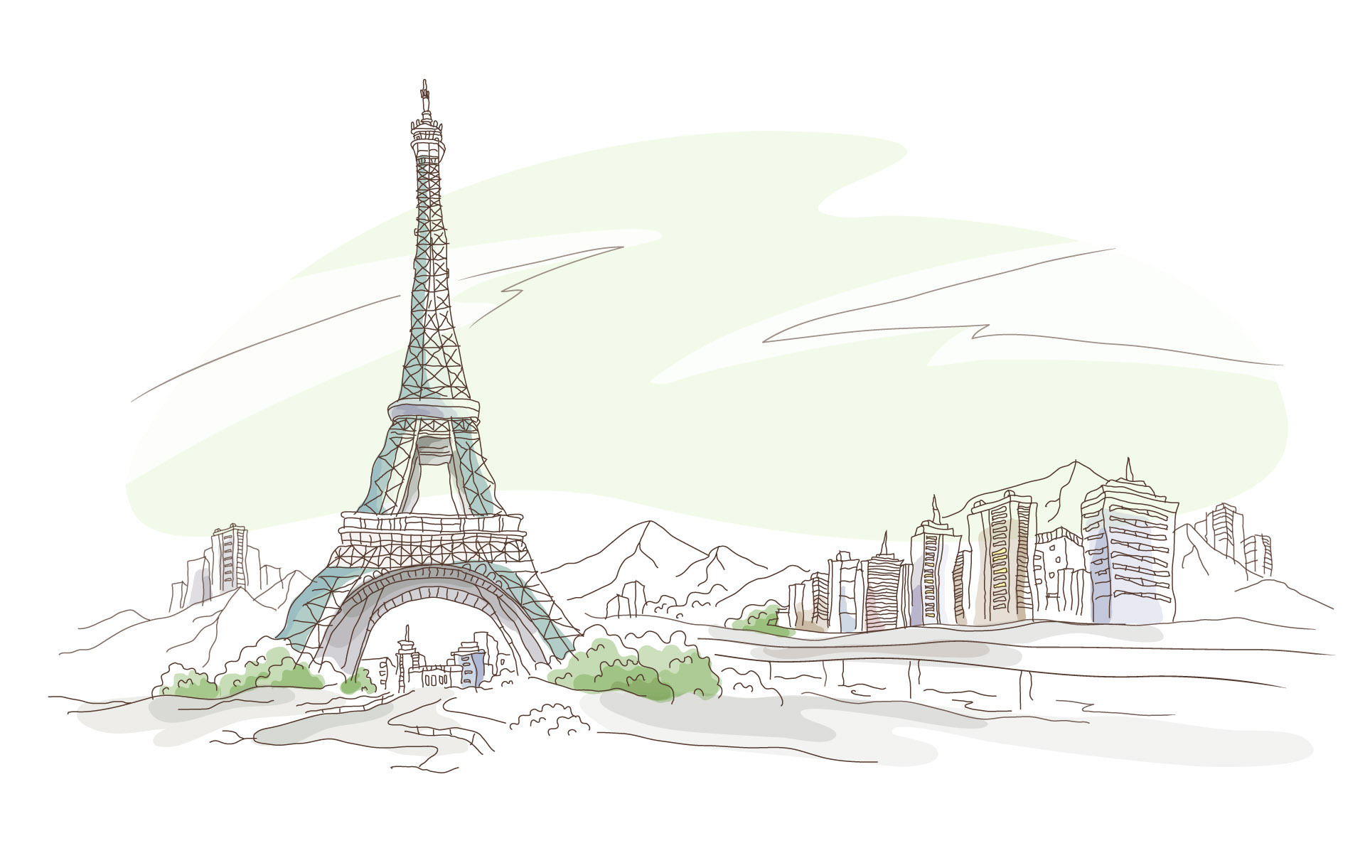 Скачать картинку Города, Архитектура, Рисунки, Париж в телефон бесплатно.