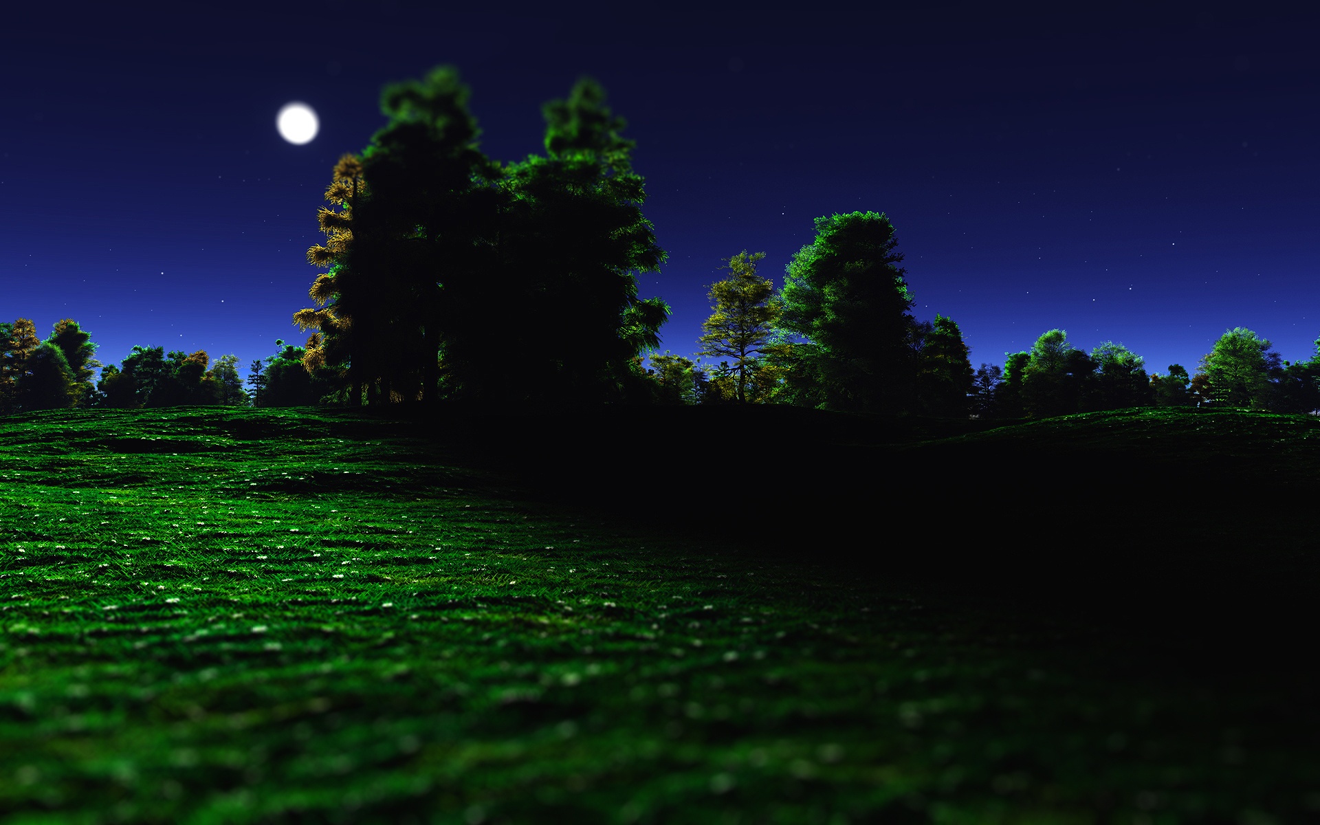 Download mobile wallpaper Landscape, Nature, Grass, Stars, Moon, Artistic for free.