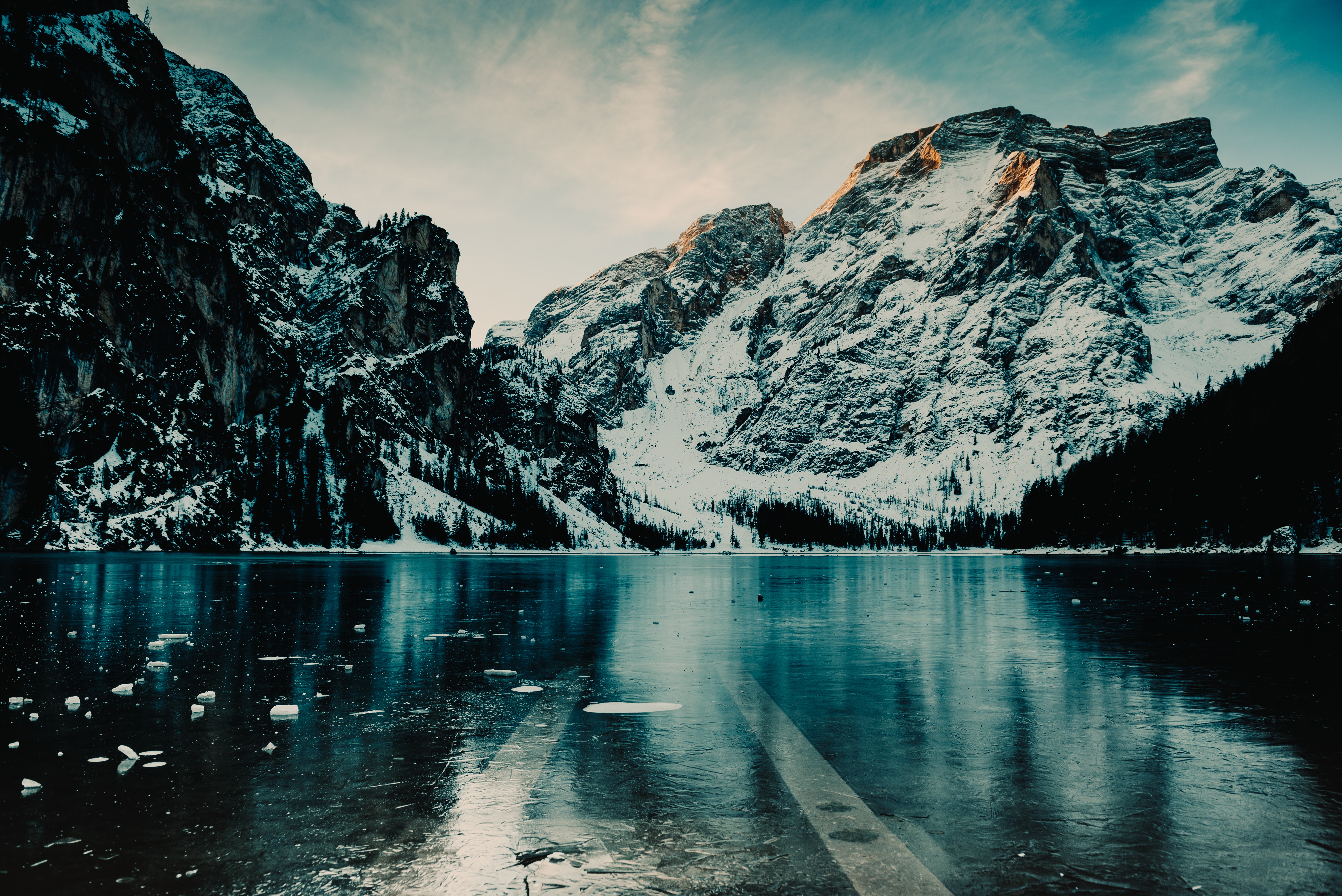 Скачать обои бесплатно Природа, Горы, Лед, Озеро, Снег, Италия картинка на рабочий стол ПК