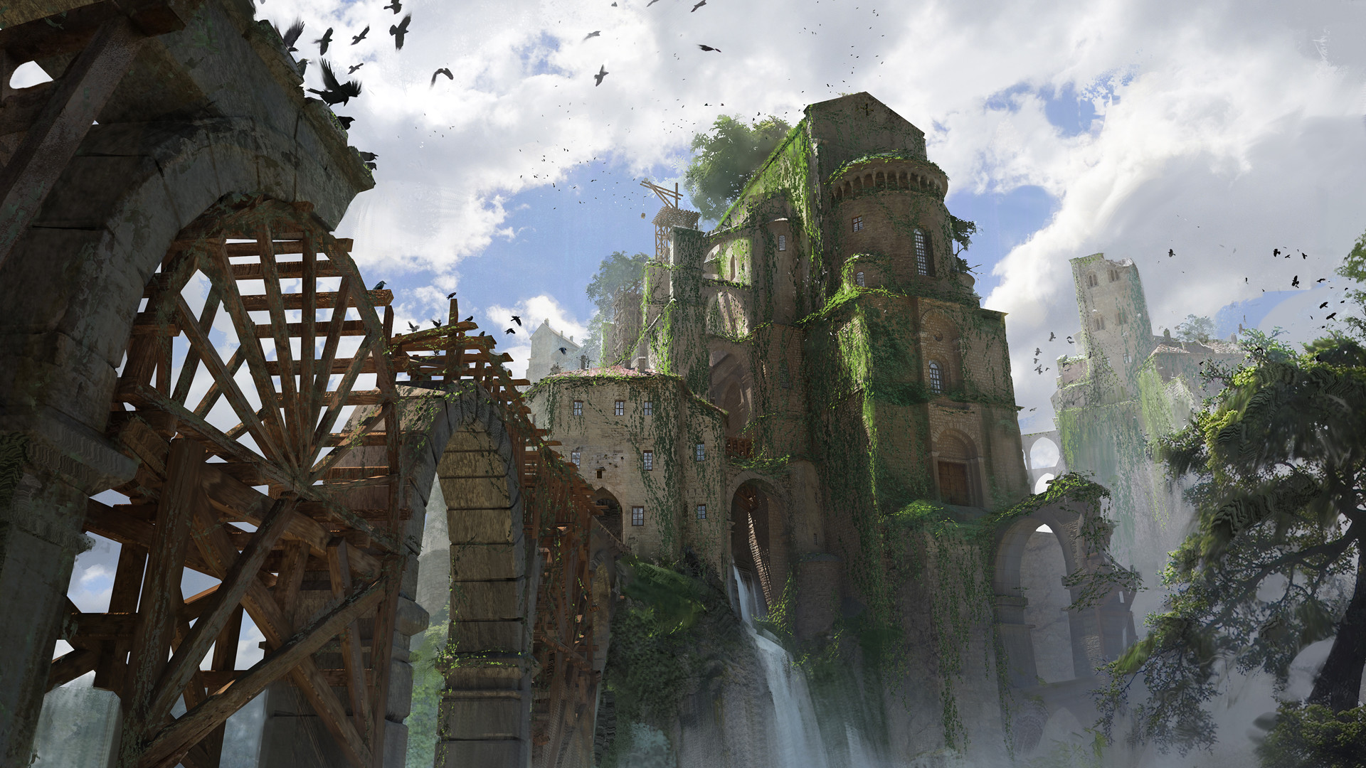 Download mobile wallpaper Fantasy, Bridge, Ruin for free.