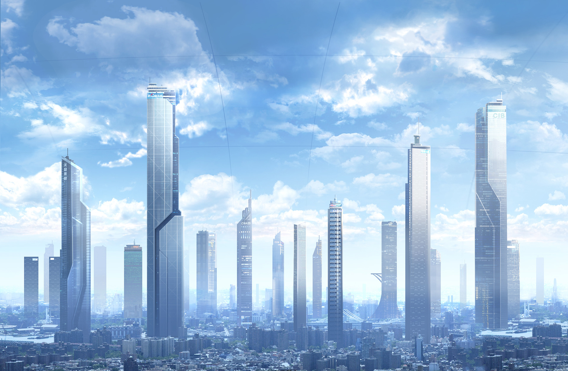 Descarga gratis la imagen Ciudad, Rascacielos, Ciencia Ficción en el escritorio de tu PC