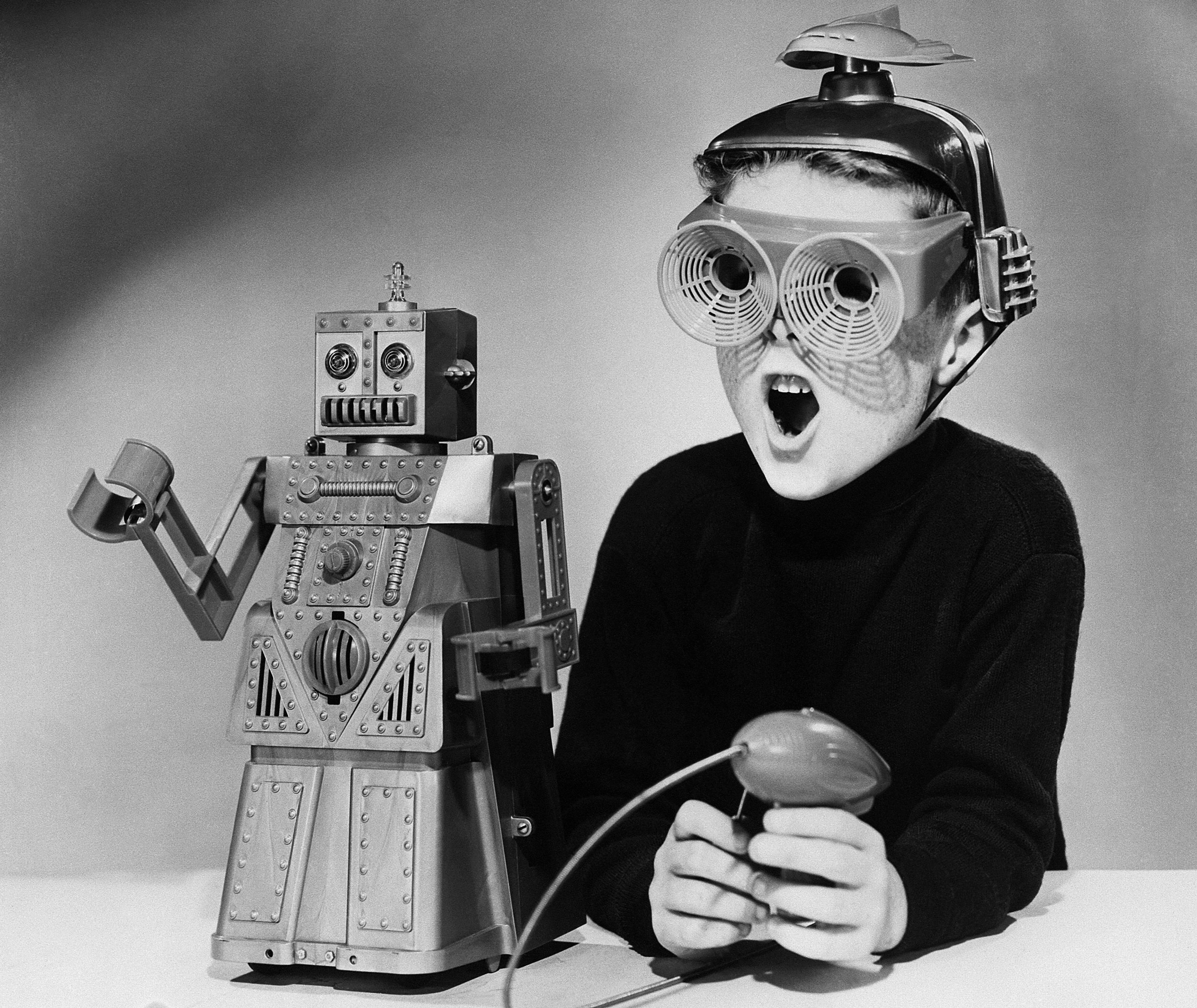 Скачать картинку Игрушка, Робот, Ребёнок, Научная Фантастика в телефон бесплатно.