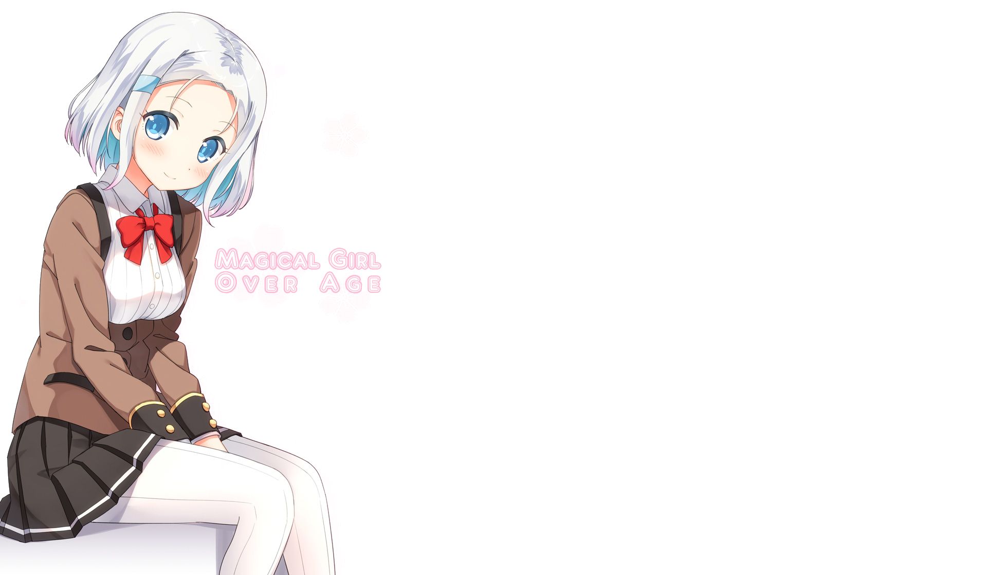 Free download wallpaper Anime, Smile, Skirt, Blue Eyes, Original, School Uniform, Short Hair, White Hair on your PC desktop