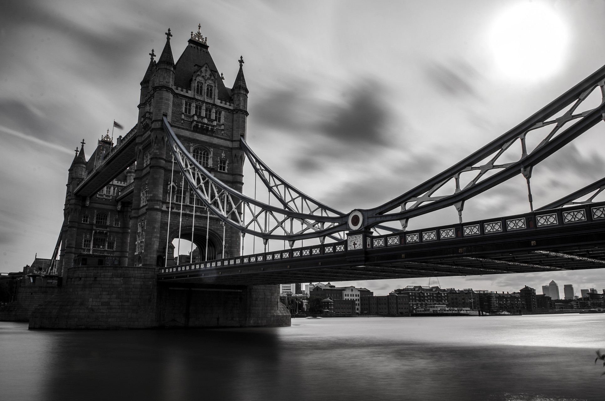 124393 Bild herunterladen großbritannien, london, städte, bw, chb, vereinigtes königreich, tower bridge - Hintergrundbilder und Bildschirmschoner kostenlos
