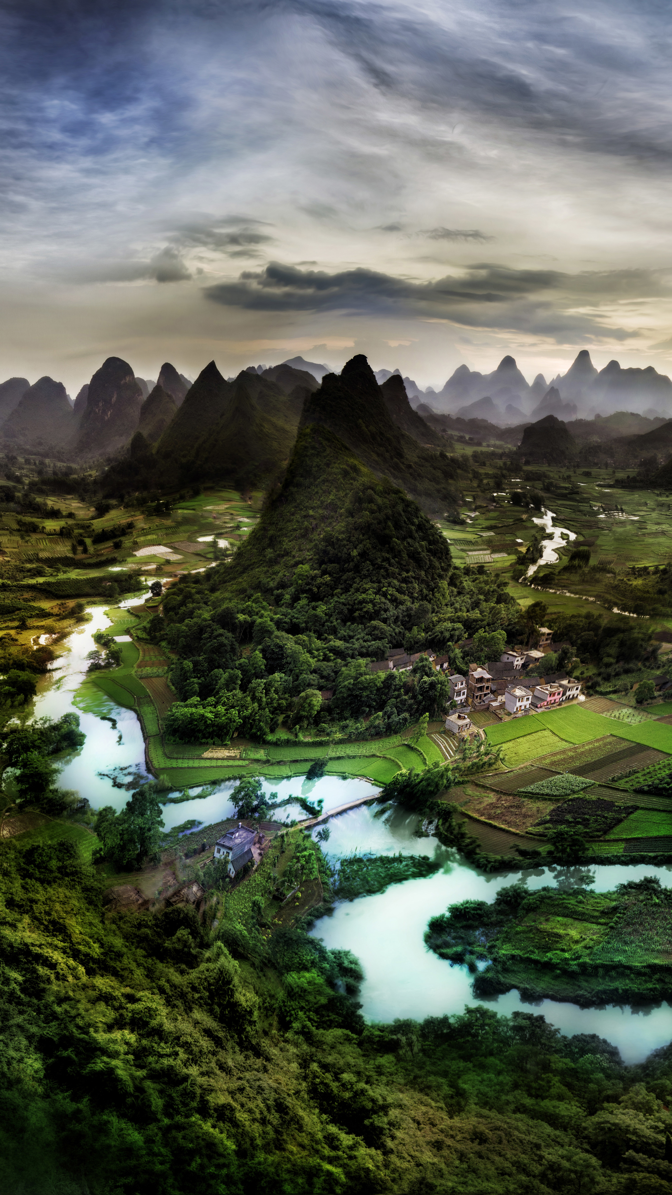 Download mobile wallpaper Landscape, Mountain, Forest, Field, China, River, Photography, Nanling Mountains, Guanxi Zhuang, Li River for free.