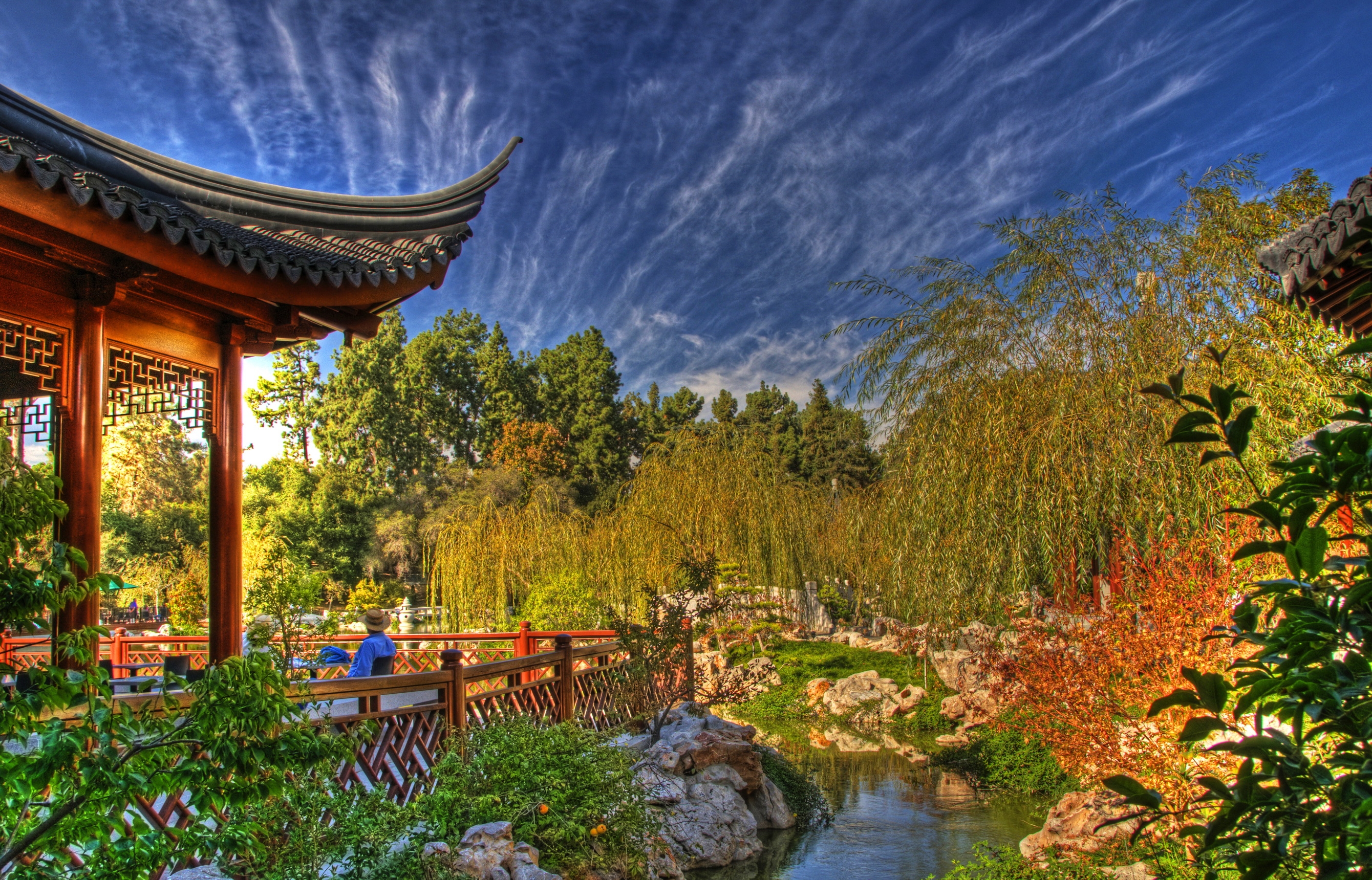 nature, sky, clouds, human, person, pond, china, alcove, bower, willow, and you