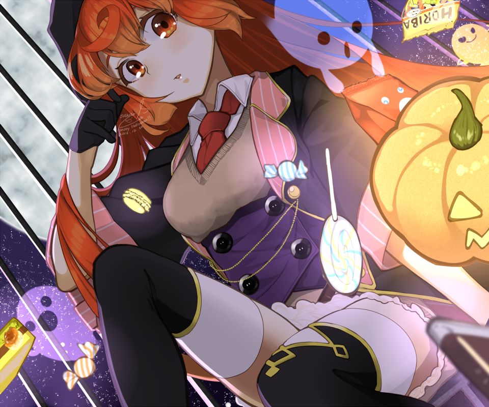 Download mobile wallpaper Anime, Halloween, Pumpkin, Original for free.