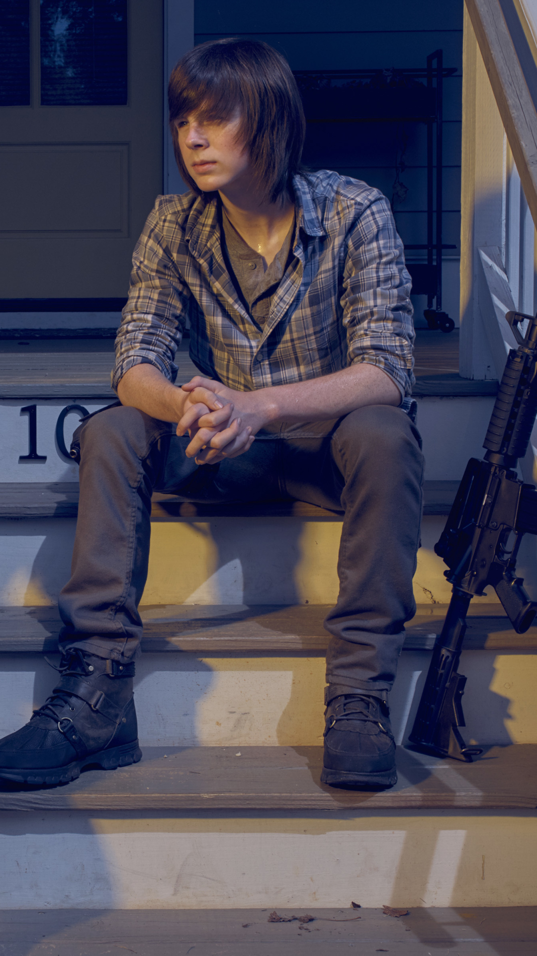 Download mobile wallpaper Andrew Lincoln, Tv Show, The Walking Dead, Rick Grimes, Carl Grimes, Chandler Riggs for free.
