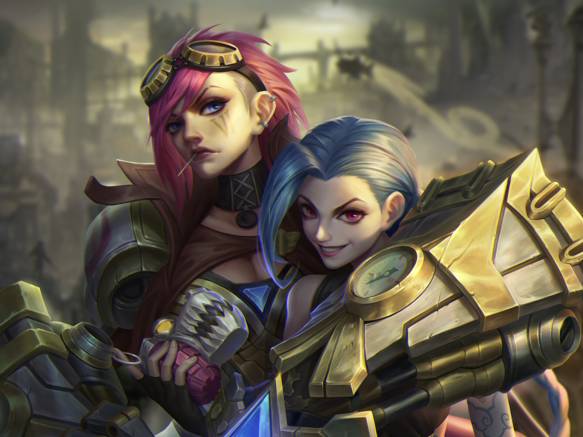 Download mobile wallpaper League Of Legends, Video Game, Vi (League Of Legends), Jinx (League Of Legends) for free.