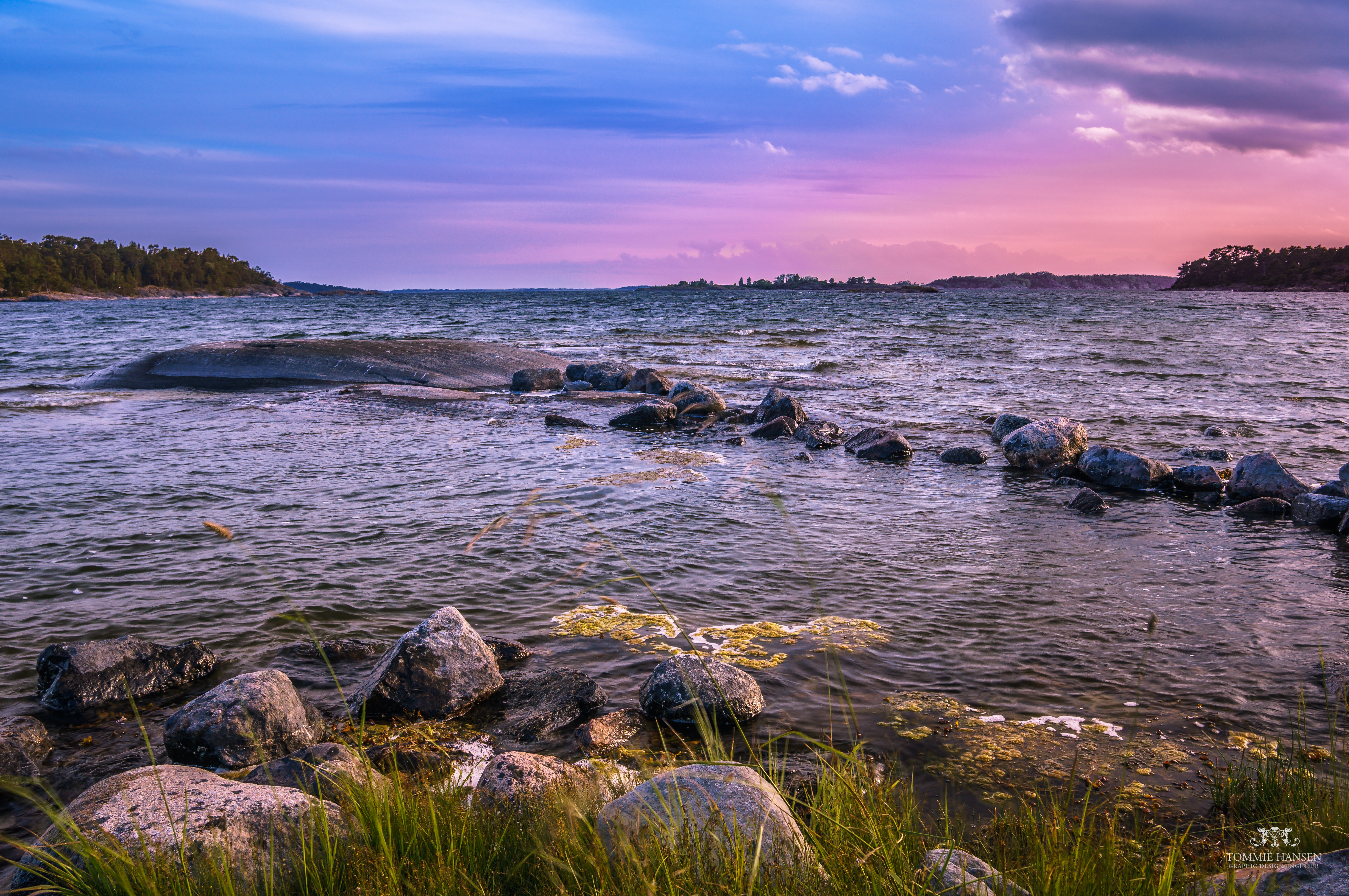 Free download wallpaper Nature, Water, Sunset, Stones, Sky, Horizon on your PC desktop