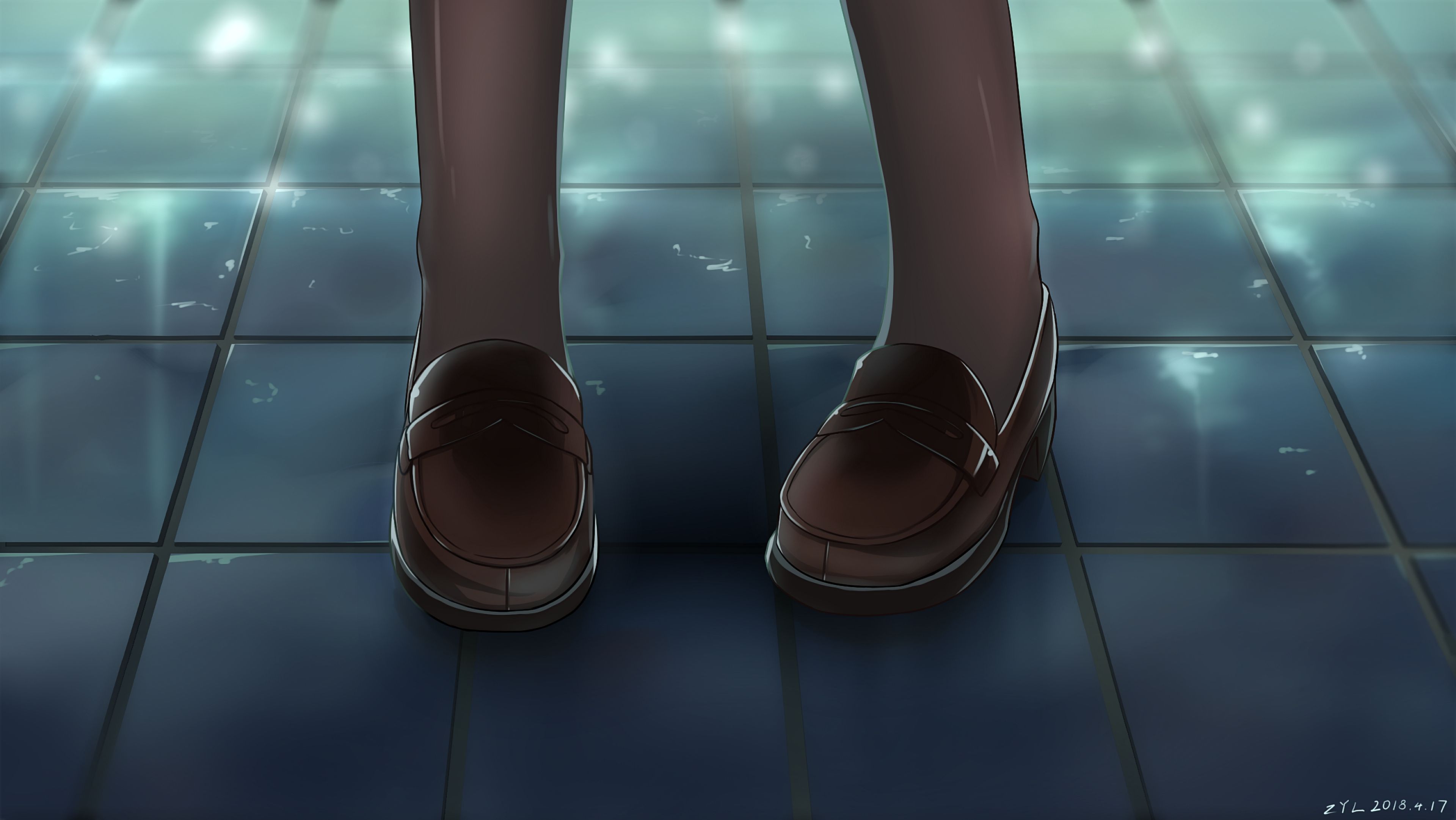 Download mobile wallpaper Anime, Floor, Original, Shoe for free.
