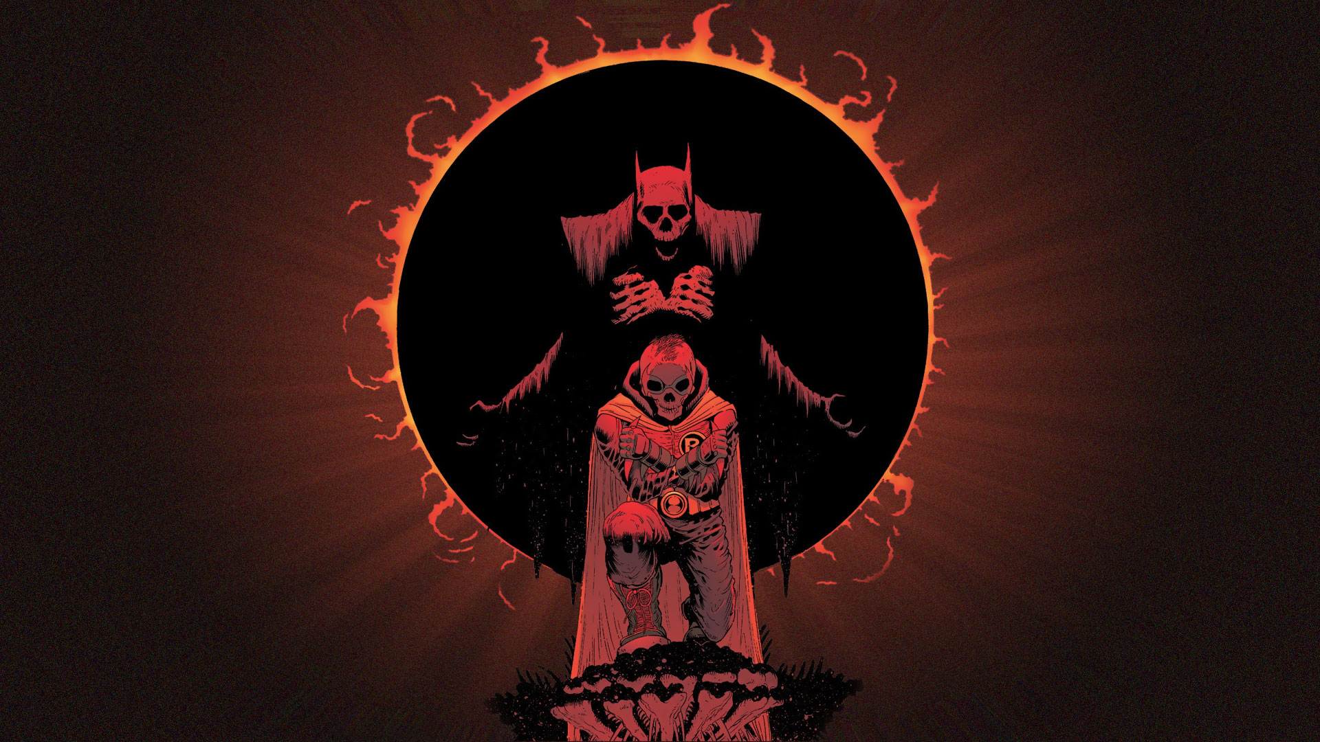 Скачать обои бесплатно Череп, Демон, Тьма, Зло, Комиксы, Бэтмен, Робин (Комиксы Dc) картинка на рабочий стол ПК
