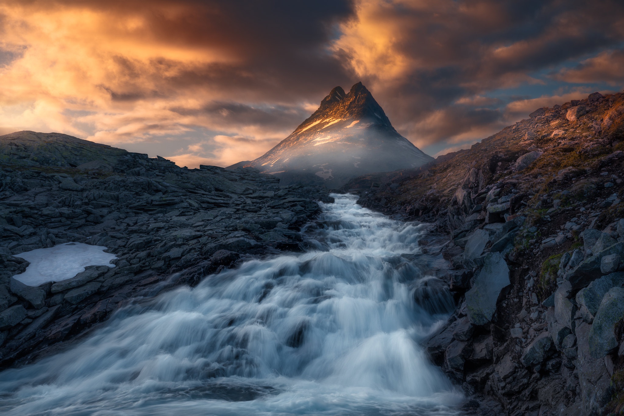 Free download wallpaper Nature, Mountain, Peak, Earth, Norway, River on your PC desktop