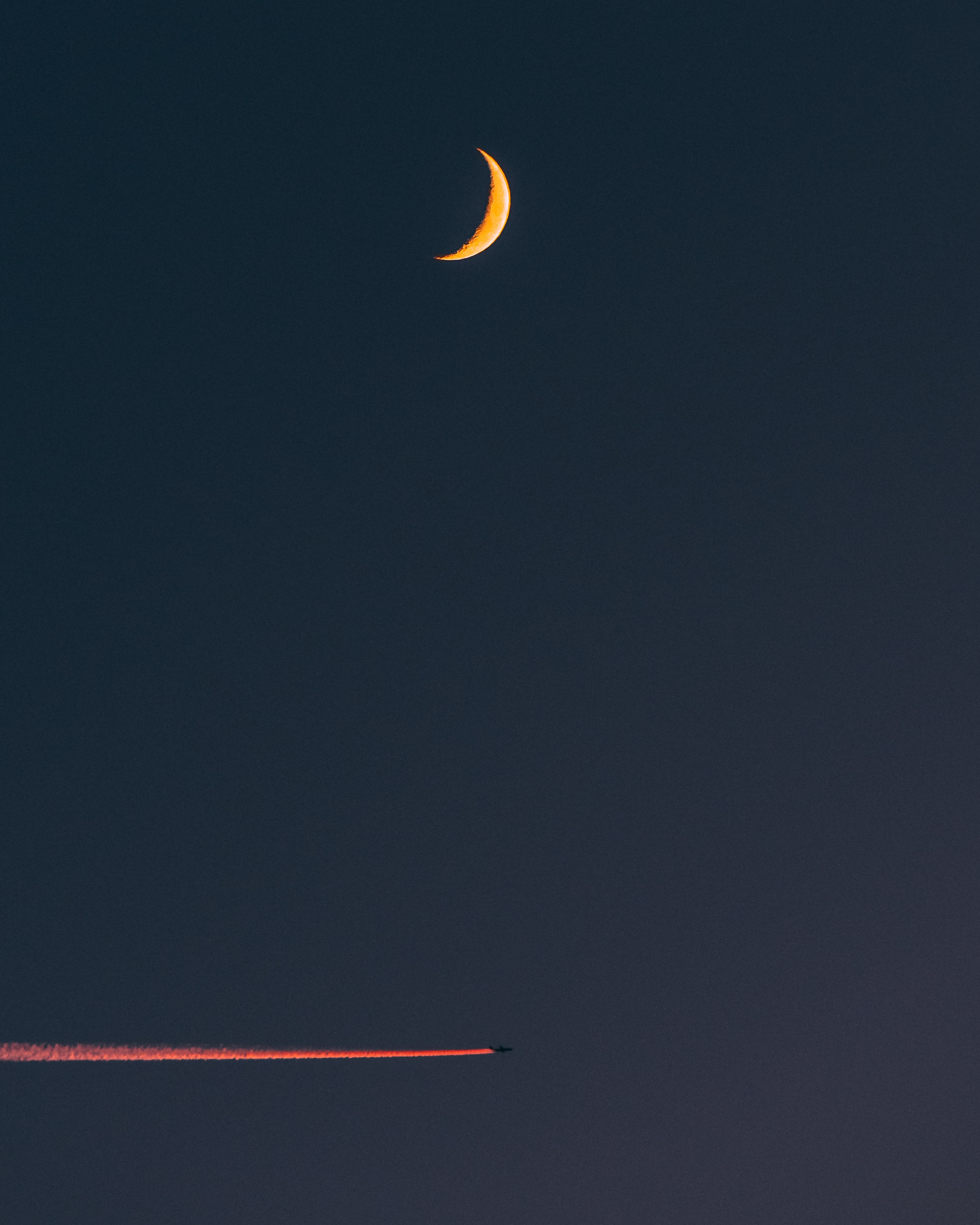 plane, minimalism, moon, sky, airplane cell phone wallpapers