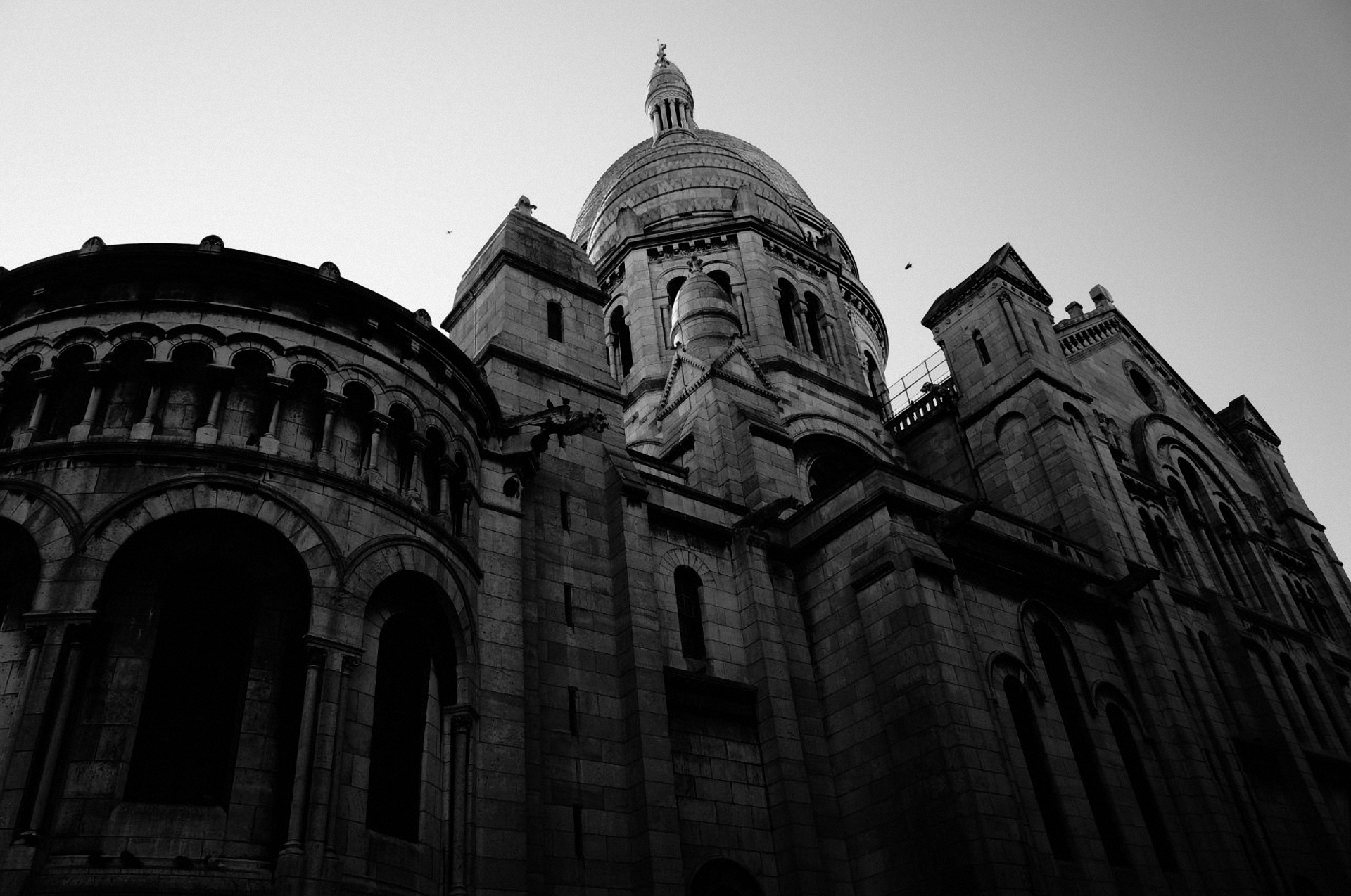 Laden Sie das Paris, Frankreich, Schwarz Weiß, Monument, Basilika, Religiös, Sacré Cœur, Basiliken-Bild kostenlos auf Ihren PC-Desktop herunter